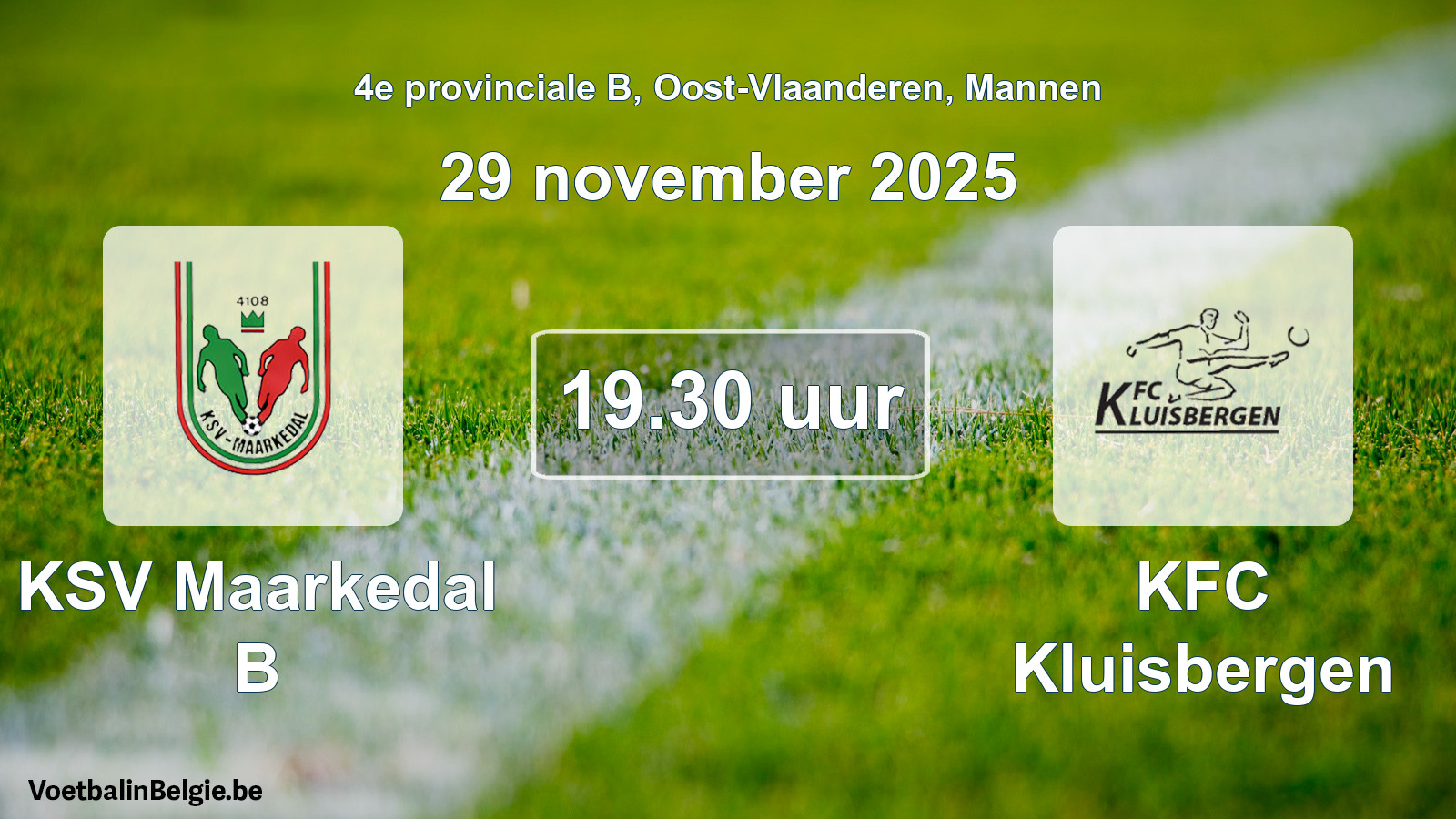 Scheduled match men football: KSV Maarkedal B - KFC Kluisbergen (29 November 2025)