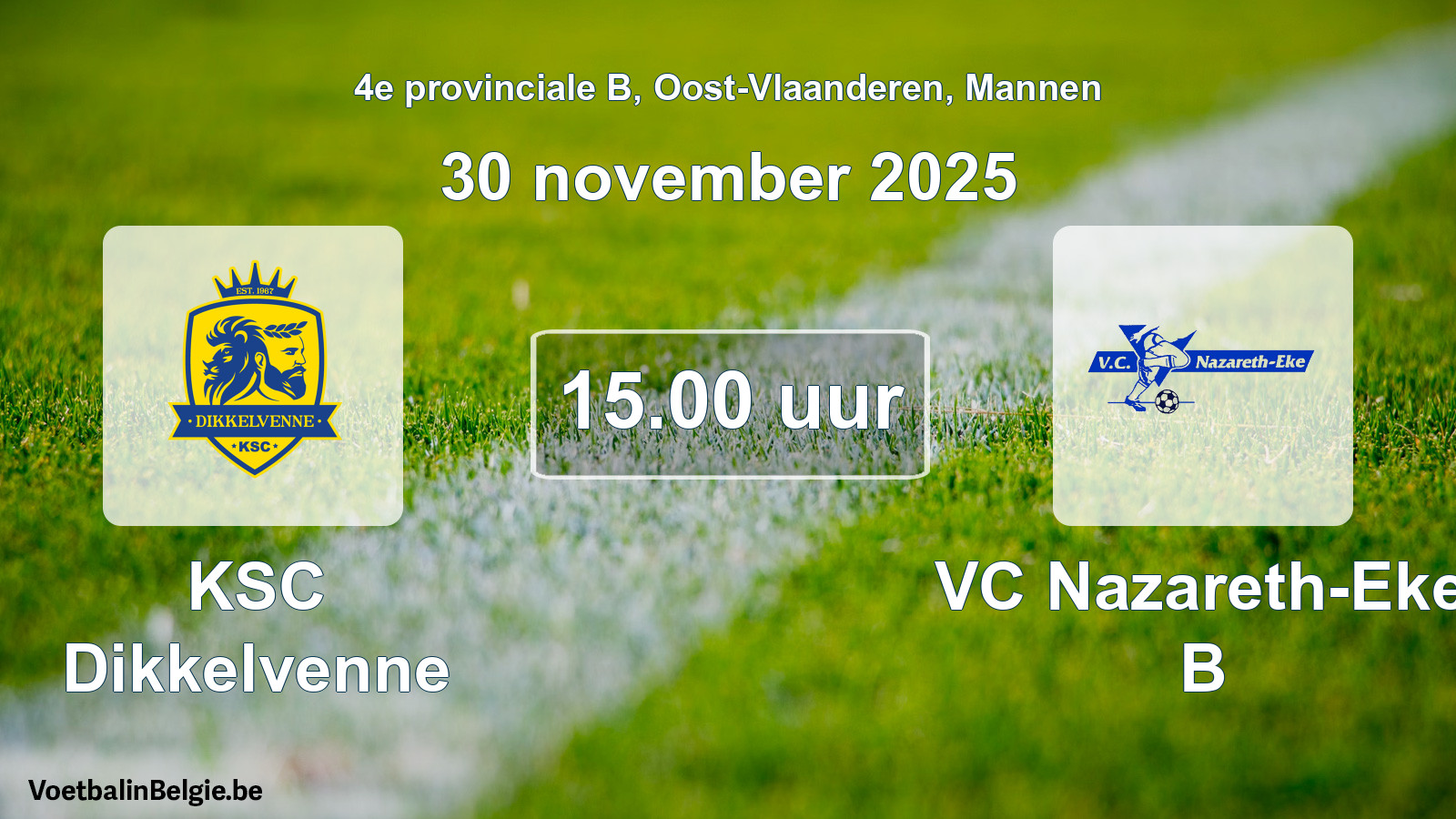 Scheduled match men football: KSC Dikkelvenne - VC Nazareth-Eke B (30 November 2025)