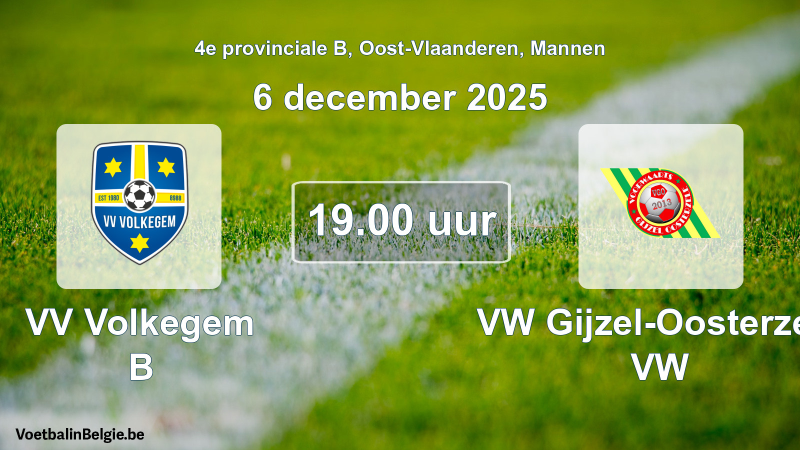 Scheduled match men football: VV Volkegem B - VW Gijzel-Oosterzele VW (6 December 2025)