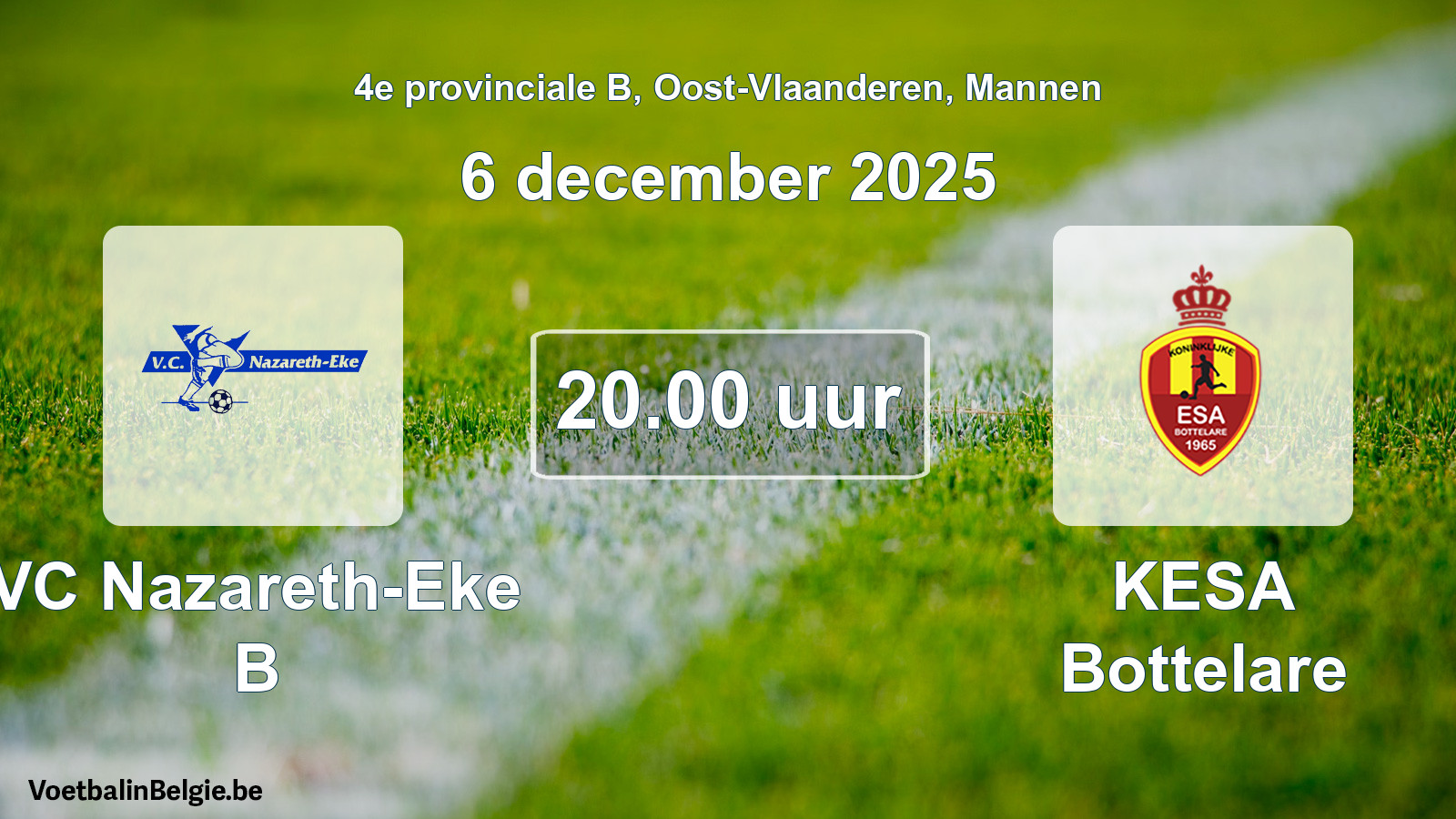 Scheduled match men football: VC Nazareth-Eke B - KESA Bottelare (6 December 2025)