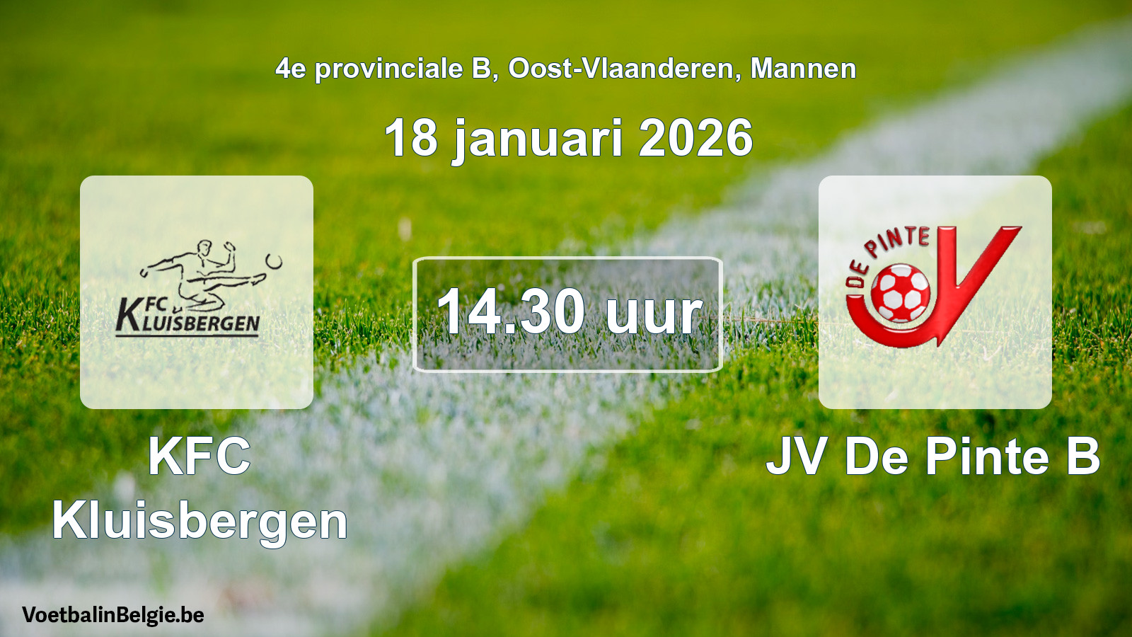 Scheduled match men football: KFC Kluisbergen - JV De Pinte B (18 January 2026)