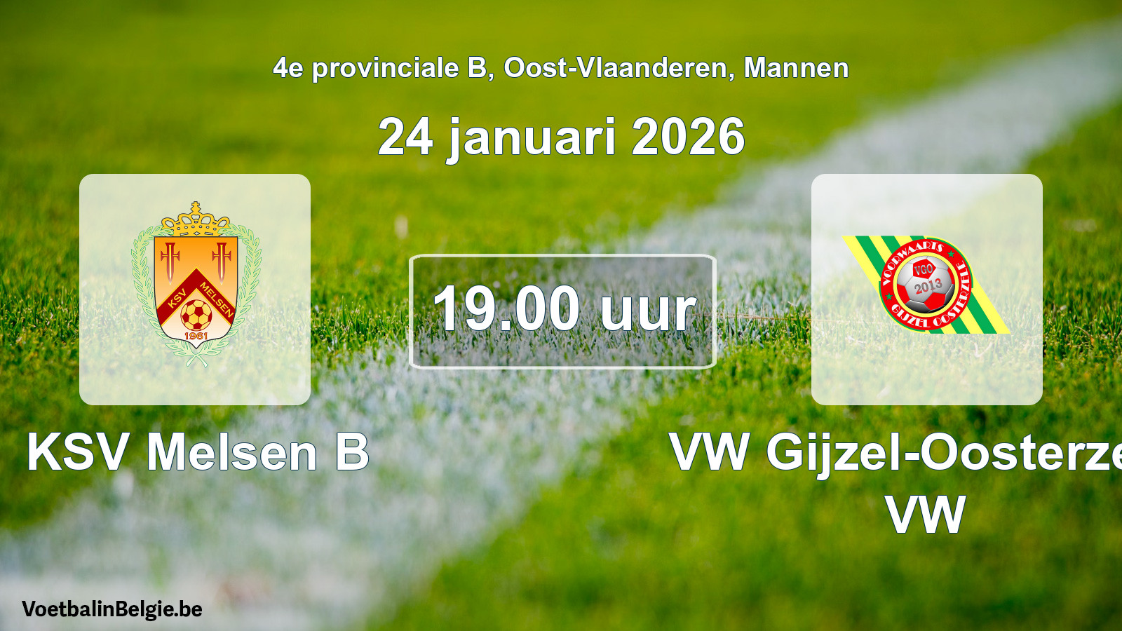 Scheduled match men football: KSV Melsen B - VW Gijzel-Oosterzele VW (24 January 2026)