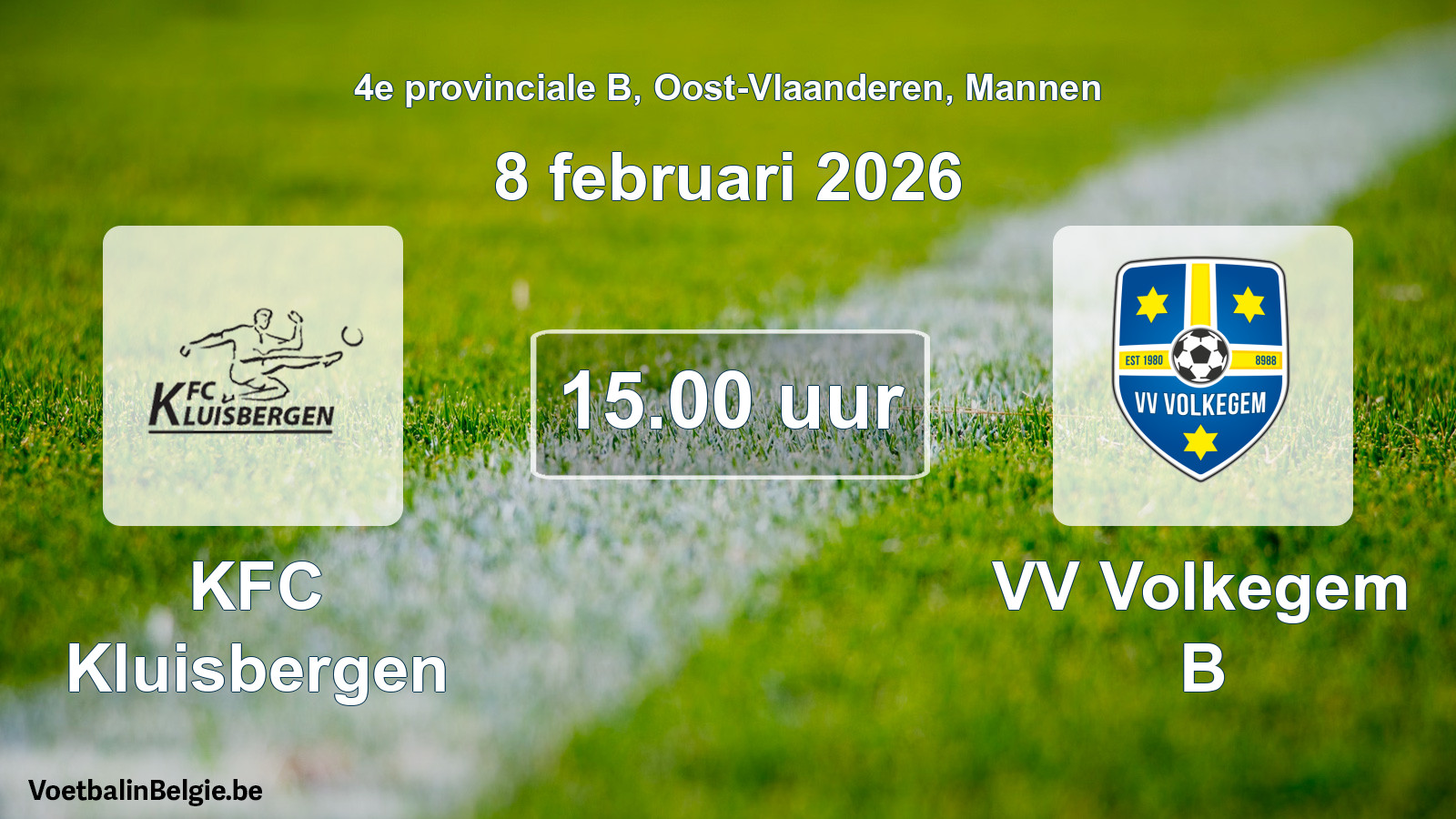 Scheduled match men football: KFC Kluisbergen - VV Volkegem B (8 February 2026)