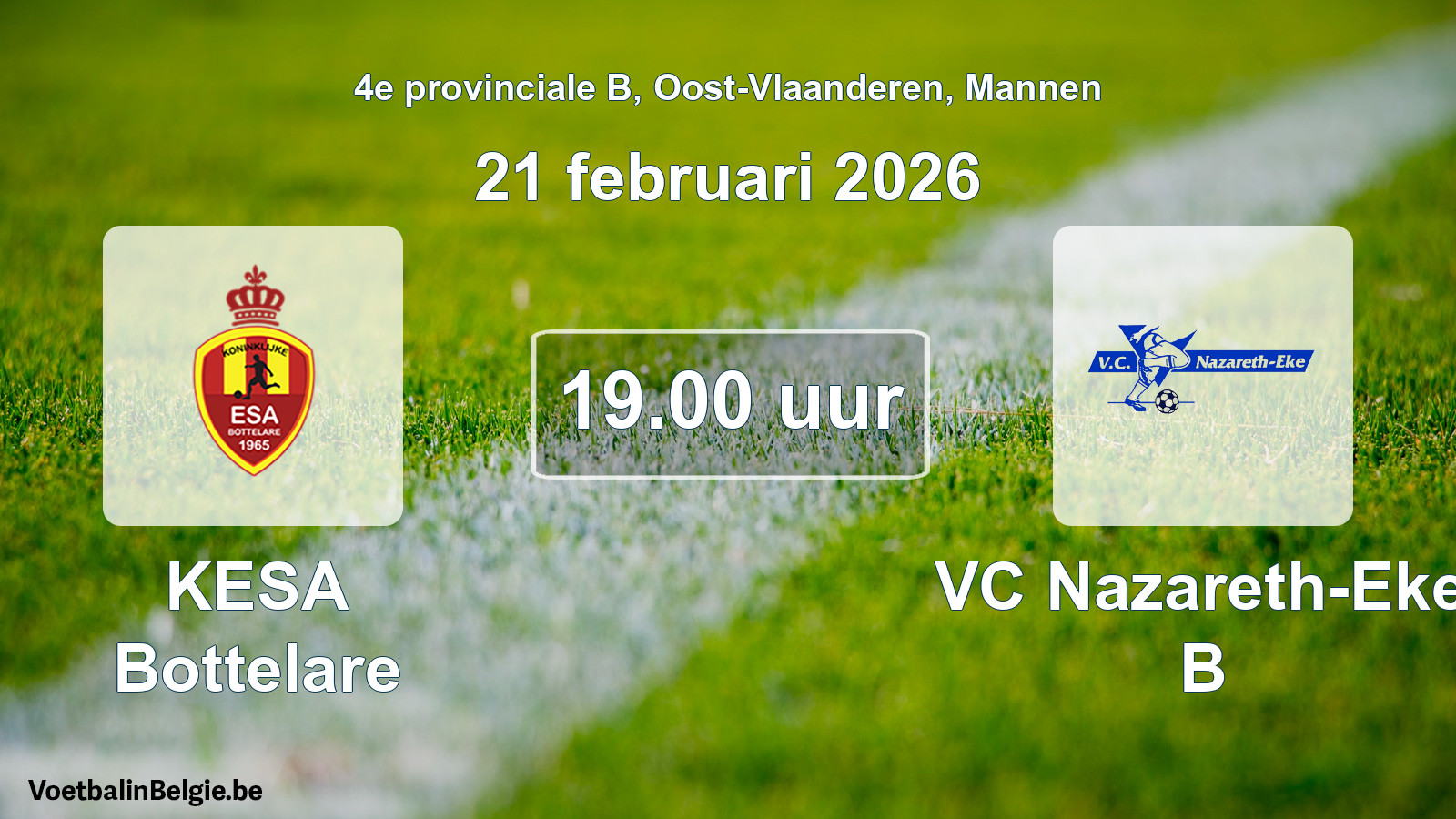 Scheduled match men football: KESA Bottelare - VC Nazareth-Eke B (21 February 2026)