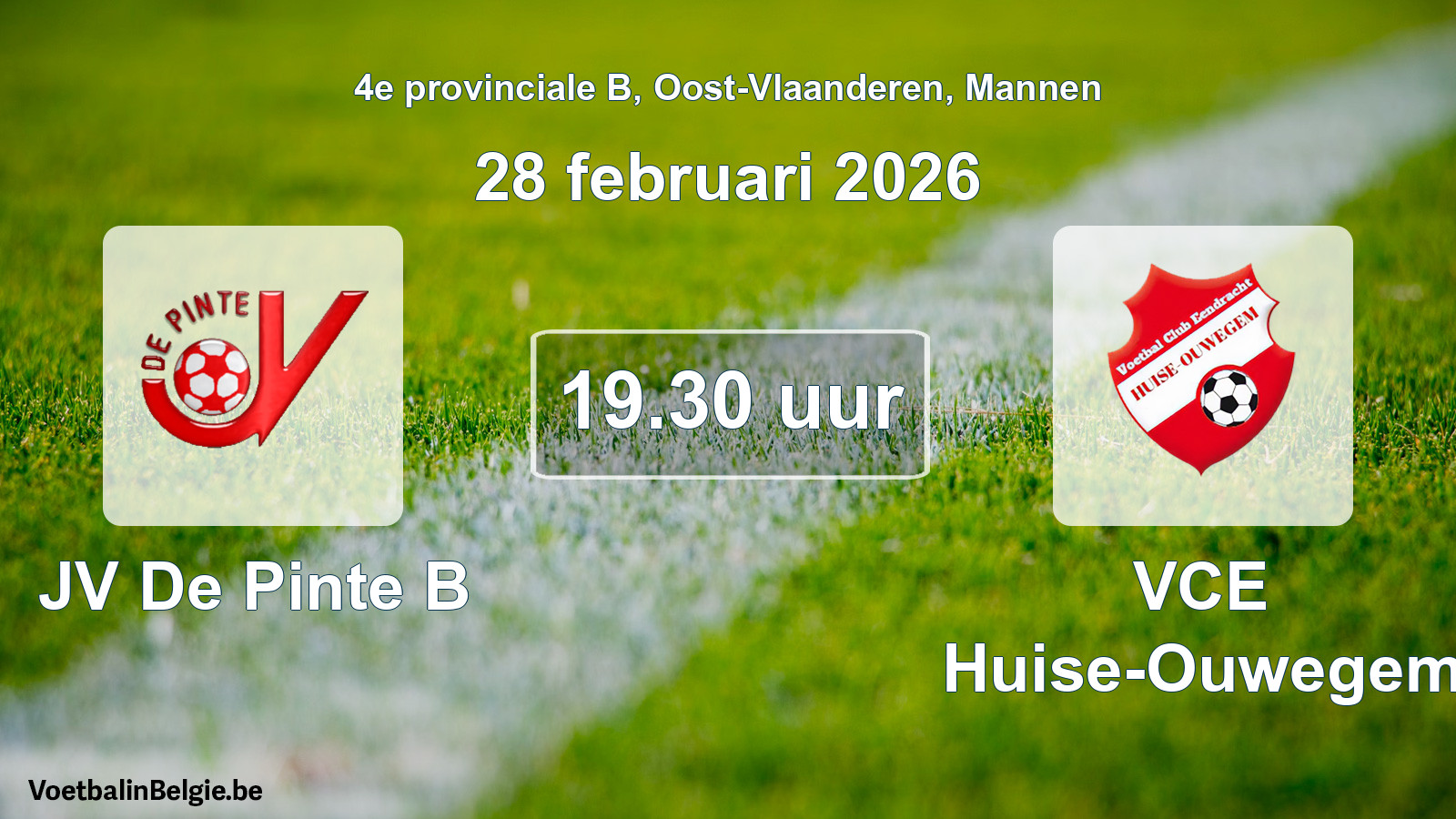 Scheduled match men football: JV De Pinte B - VCE Huise-Ouwegem (28 February 2026)