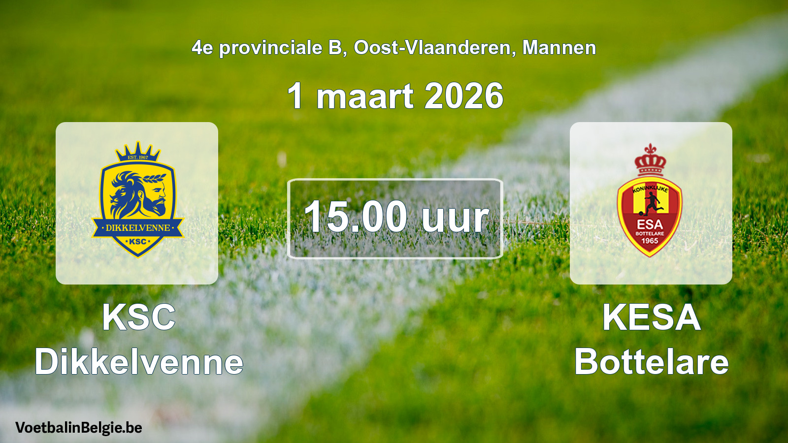 Scheduled match men football: KSC Dikkelvenne - KESA Bottelare (1 March 2026)
