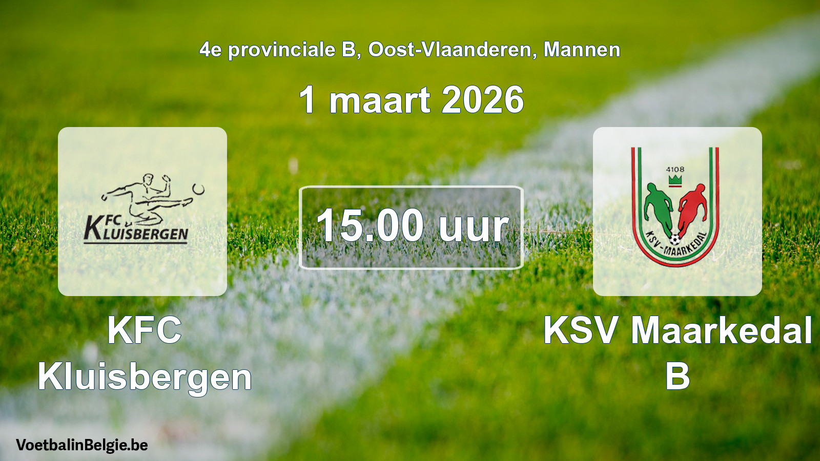 Scheduled match men football: KFC Kluisbergen - KSV Maarkedal B (1 March 2026)