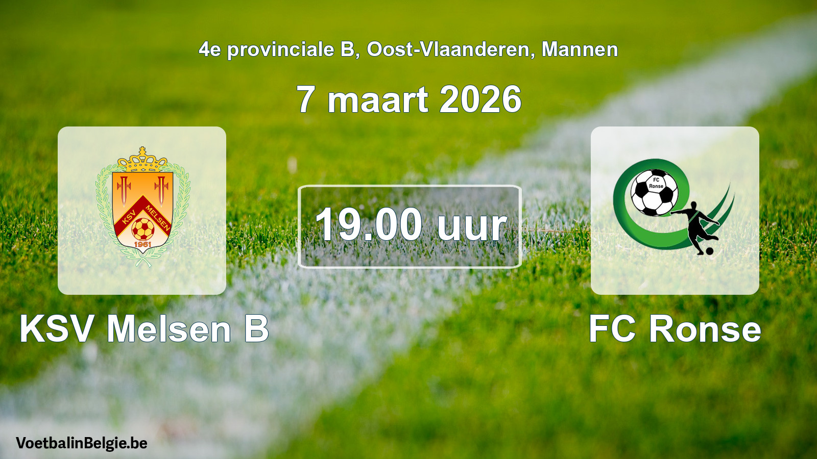 Scheduled match men football: KSV Melsen B - FC Ronse (7 March 2026)