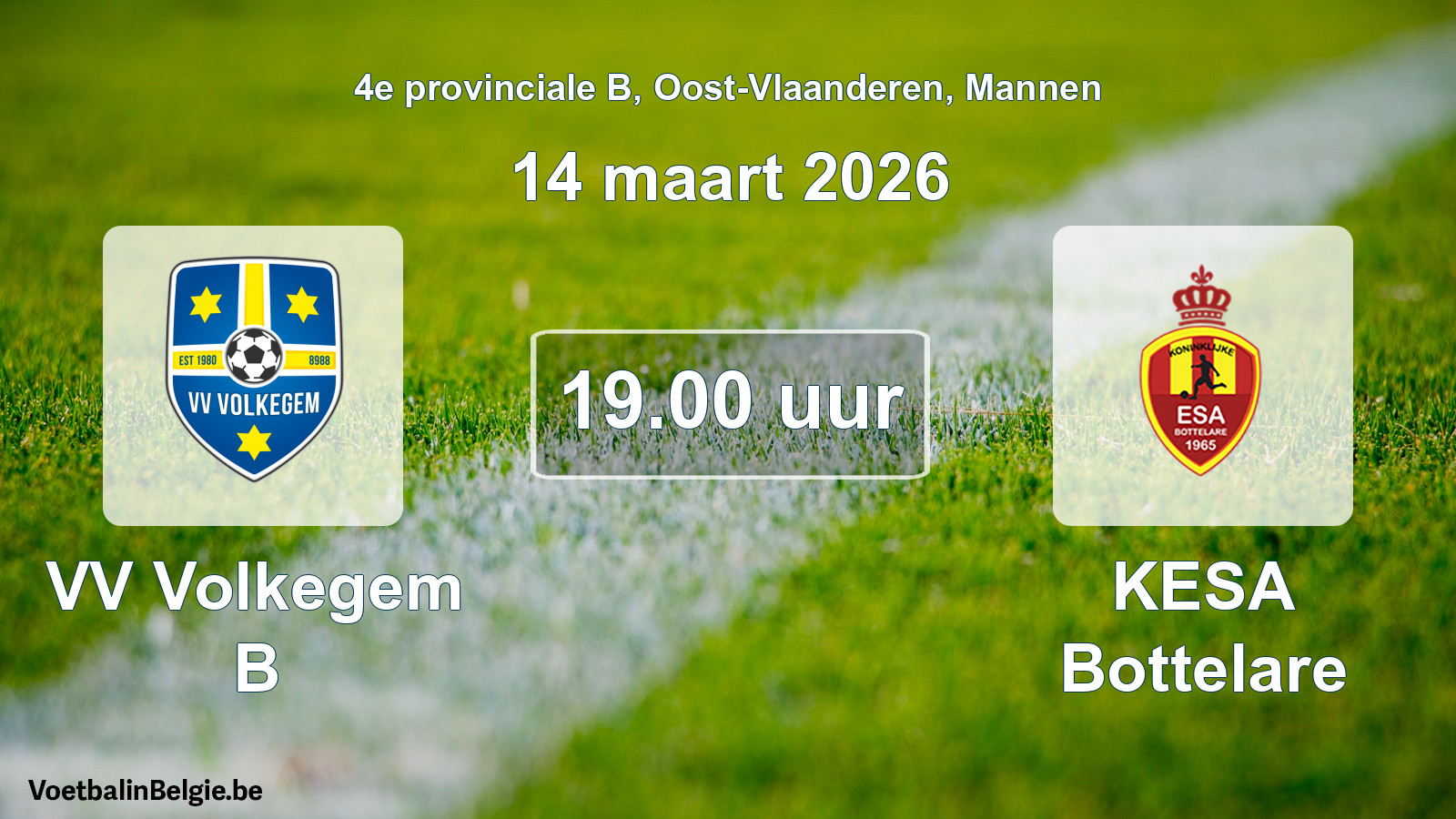 Scheduled match men football: VV Volkegem B - KESA Bottelare (14 March 2026)