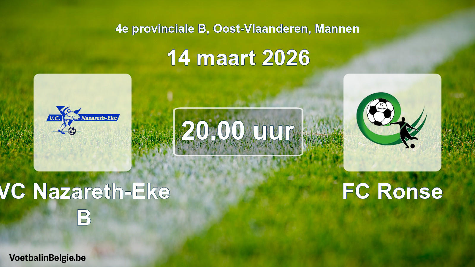 Scheduled match men football: VC Nazareth-Eke B - FC Ronse (14 March 2026)
