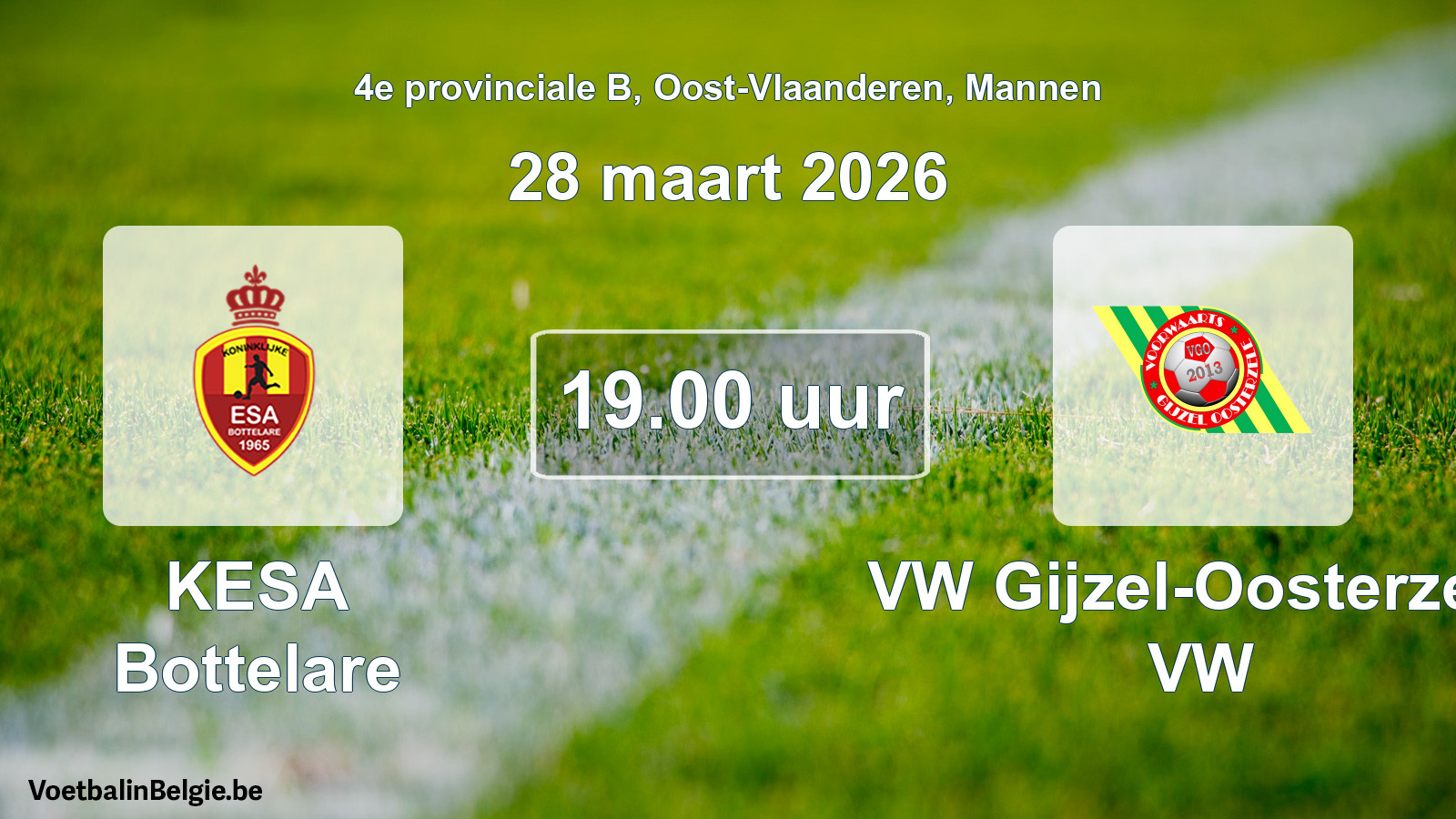 Scheduled match men football: KESA Bottelare - VW Gijzel-Oosterzele VW (28 March 2026)