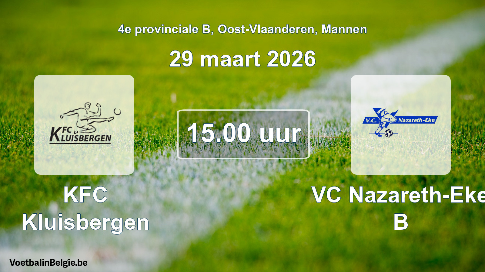 Scheduled match men football: KFC Kluisbergen - VC Nazareth-Eke B (29 March 2026)