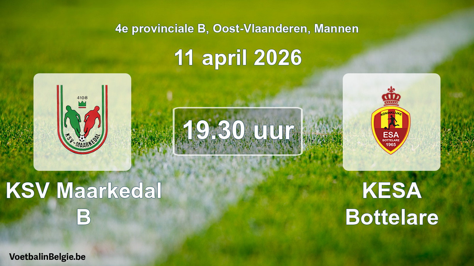 Scheduled match men football: KSV Maarkedal B - KESA Bottelare (11 April 2026)