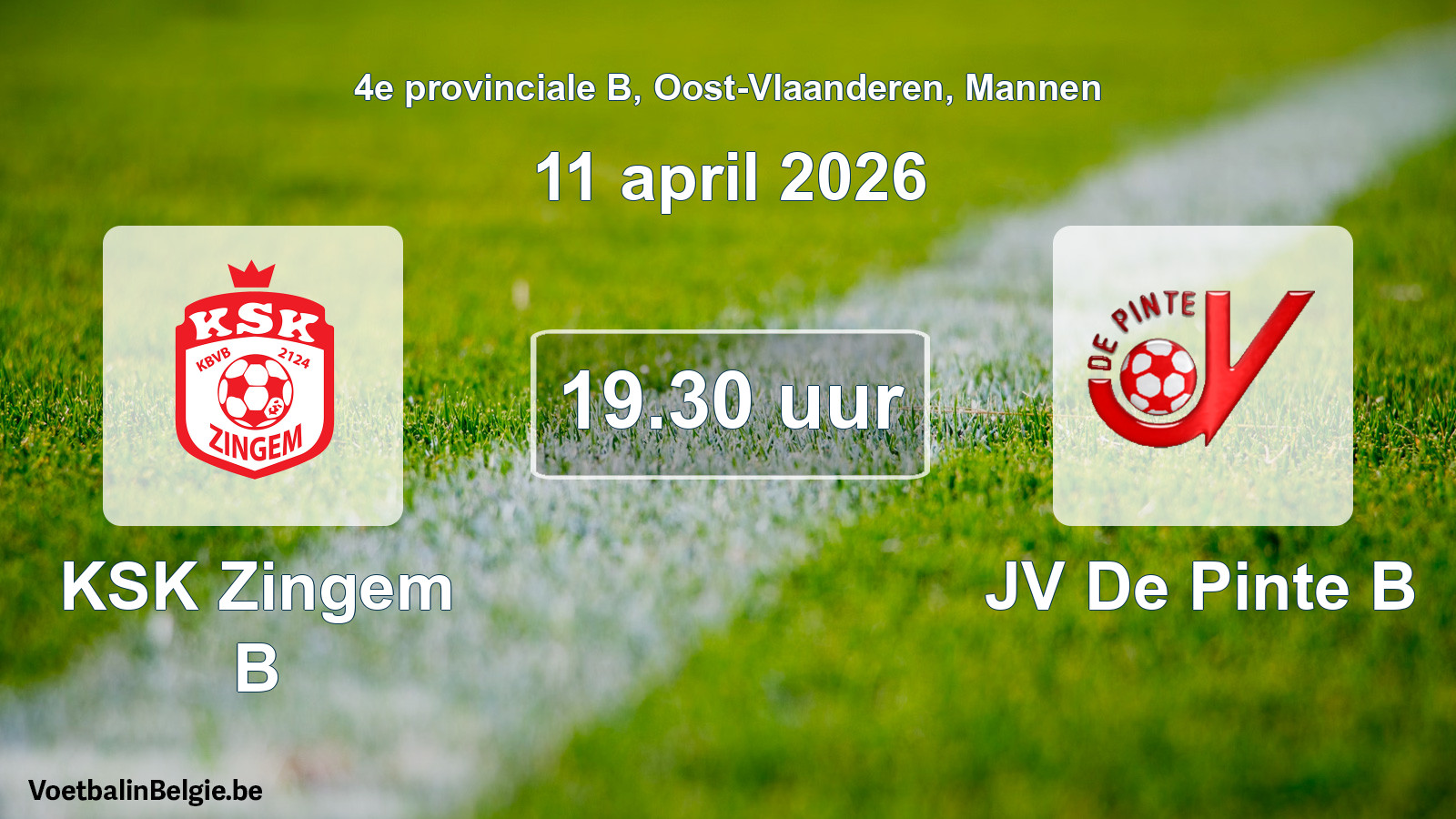 Scheduled match men football: KSK Zingem B - JV De Pinte B (11 April 2026)