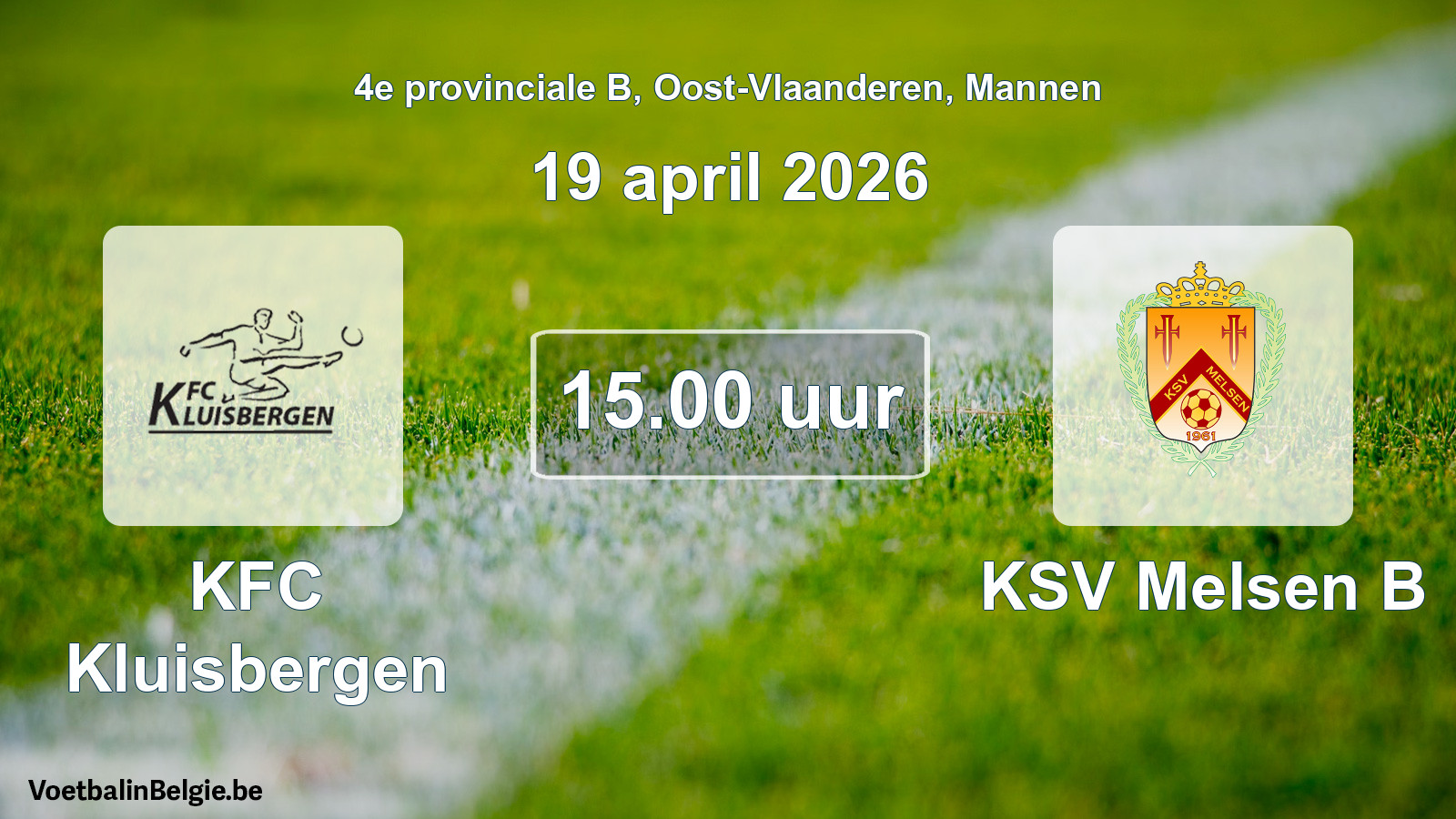 Scheduled match men football: KFC Kluisbergen - KSV Melsen B (19 April 2026)