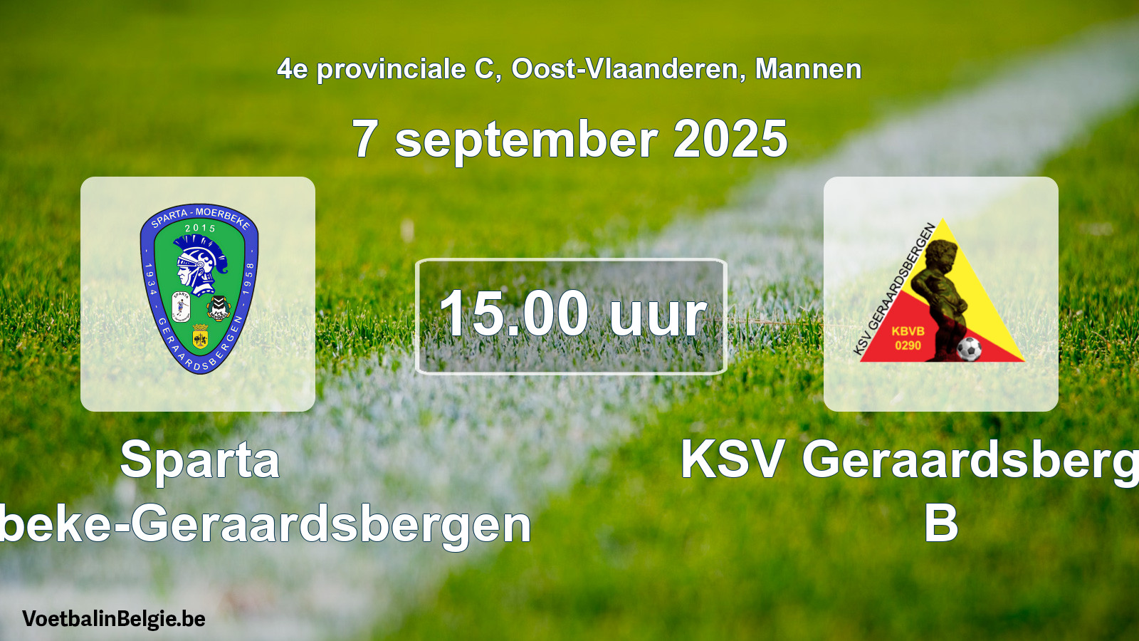Scheduled match men football: Sparta Moerbeke-Geraardsbergen - KSV Geraardsbergen B (7 September 2025)