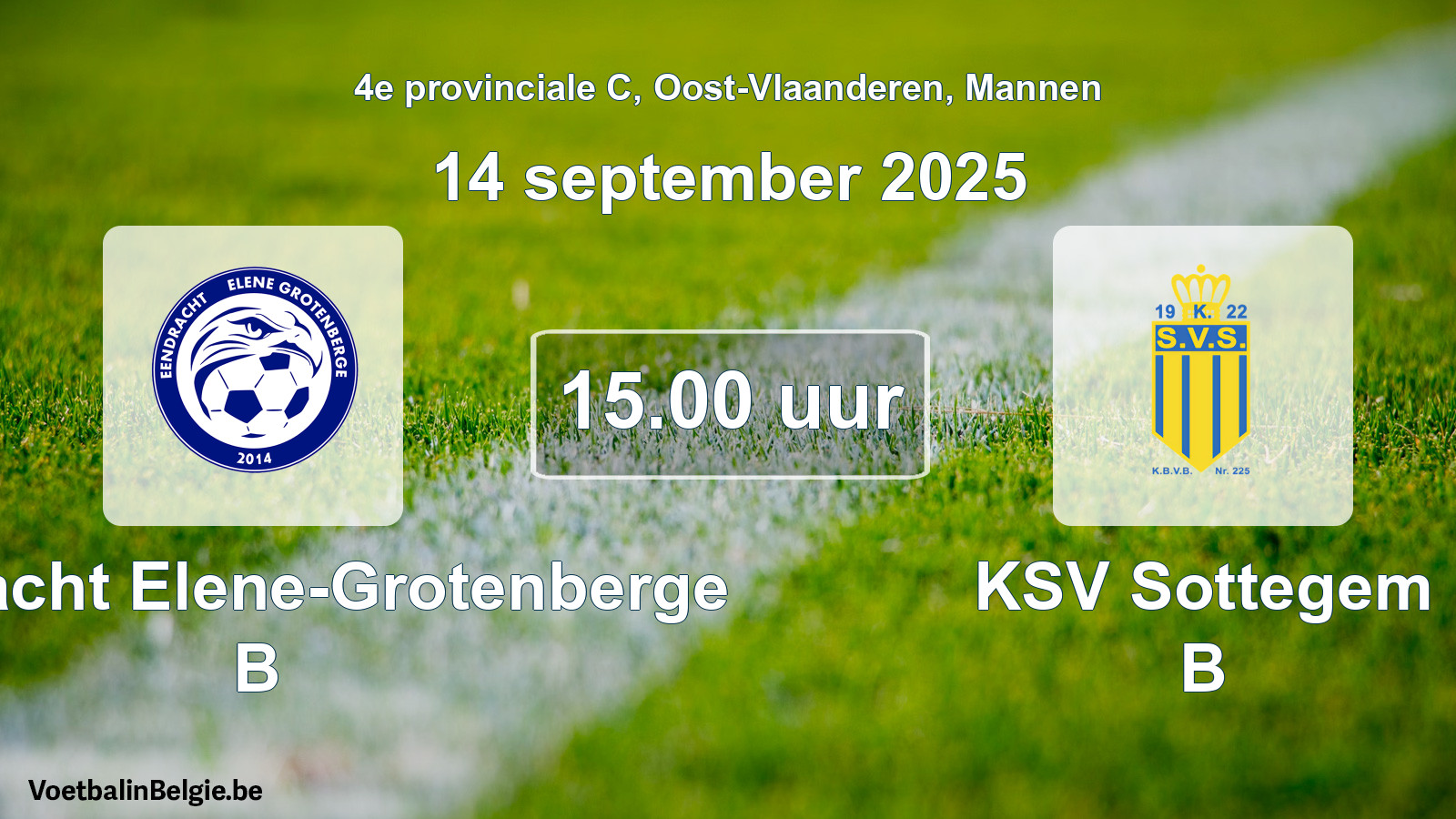 Scheduled match men football: Eendracht Elene-Grotenberge B - KSV Sottegem B (14 September 2025)
