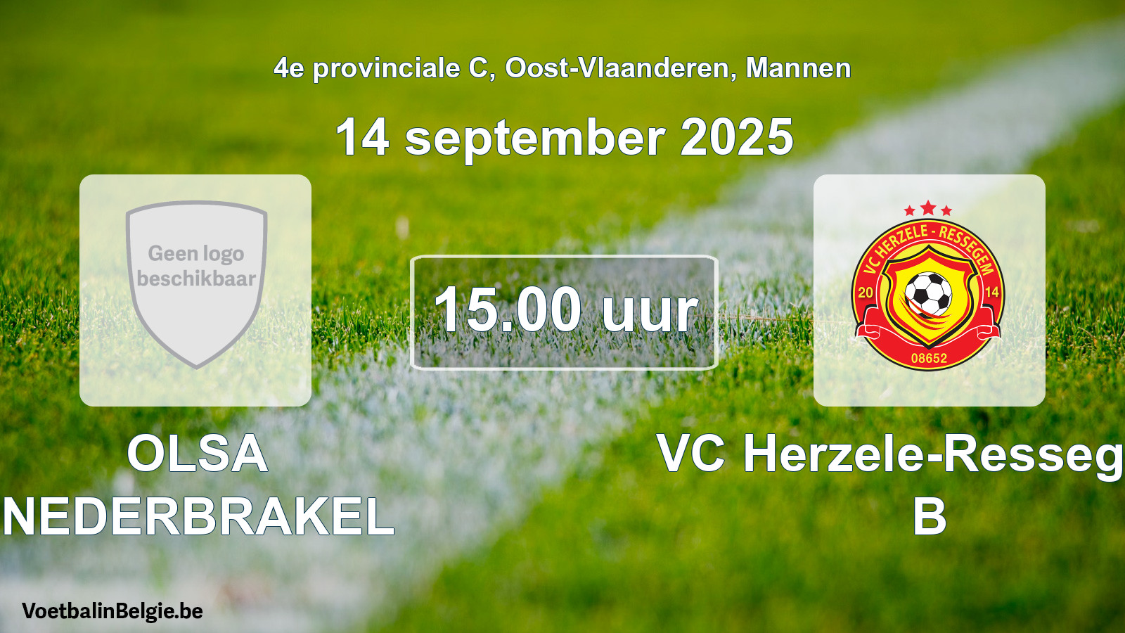 Scheduled match men football: OLSA NEDERBRAKEL - VC Herzele-Ressegem B (14 September 2025)