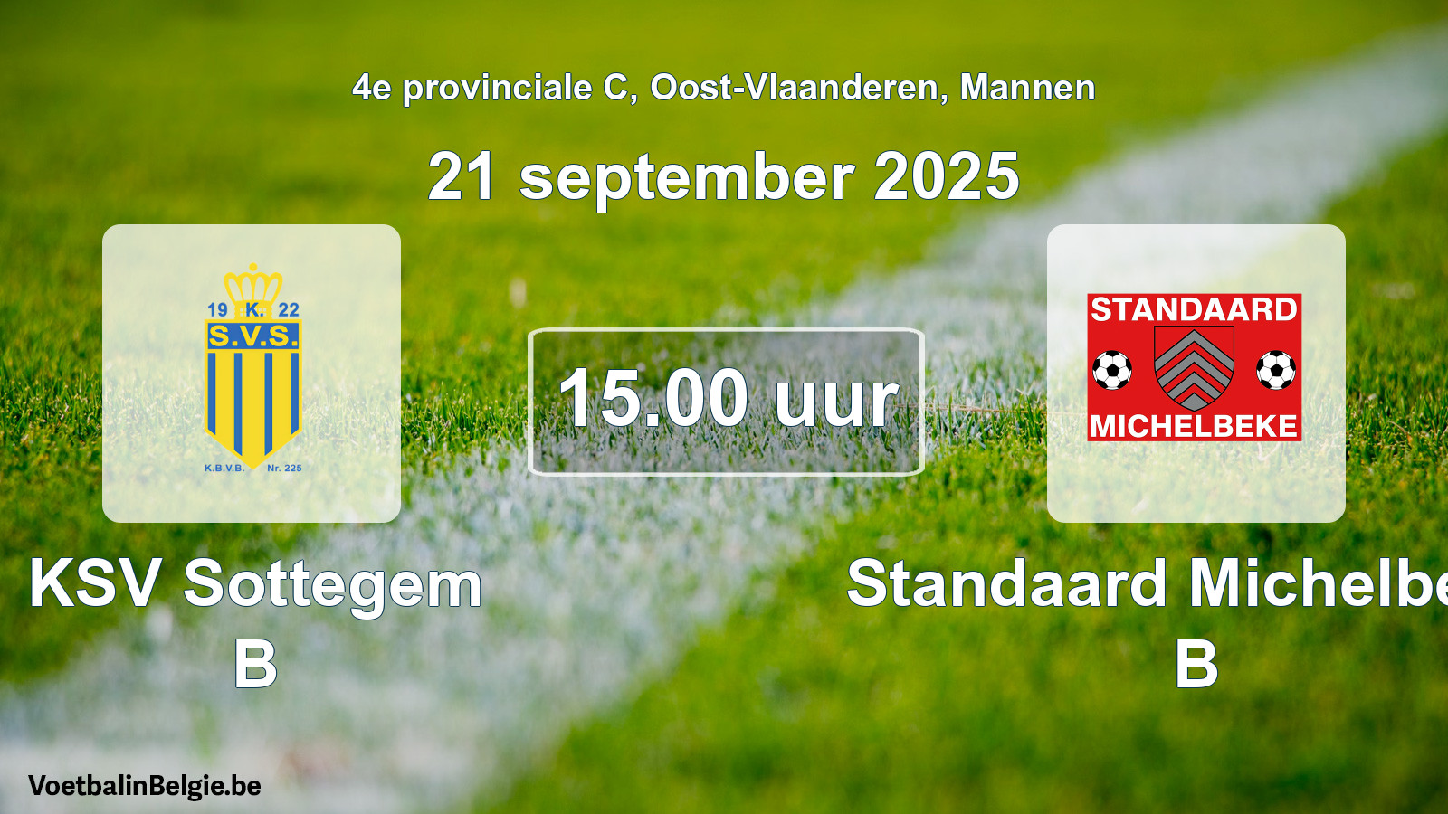 Geplande wedstrijd mannenvoetbal: KSV Sottegem B - Standaard Michelbeke B (21 september 2025)