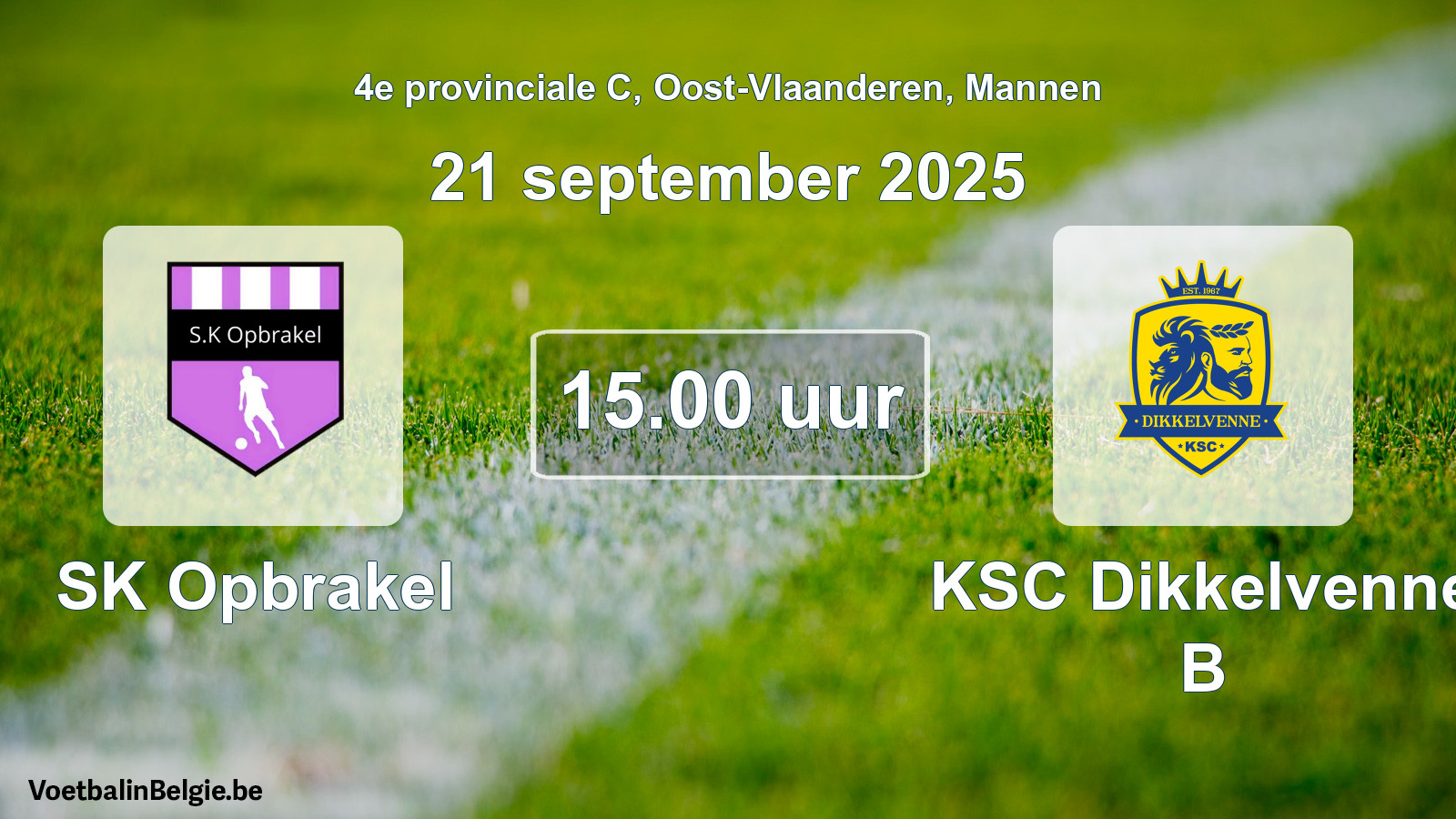 Geplande wedstrijd mannenvoetbal: SK Opbrakel - KSC Dikkelvenne B (21 september 2025)