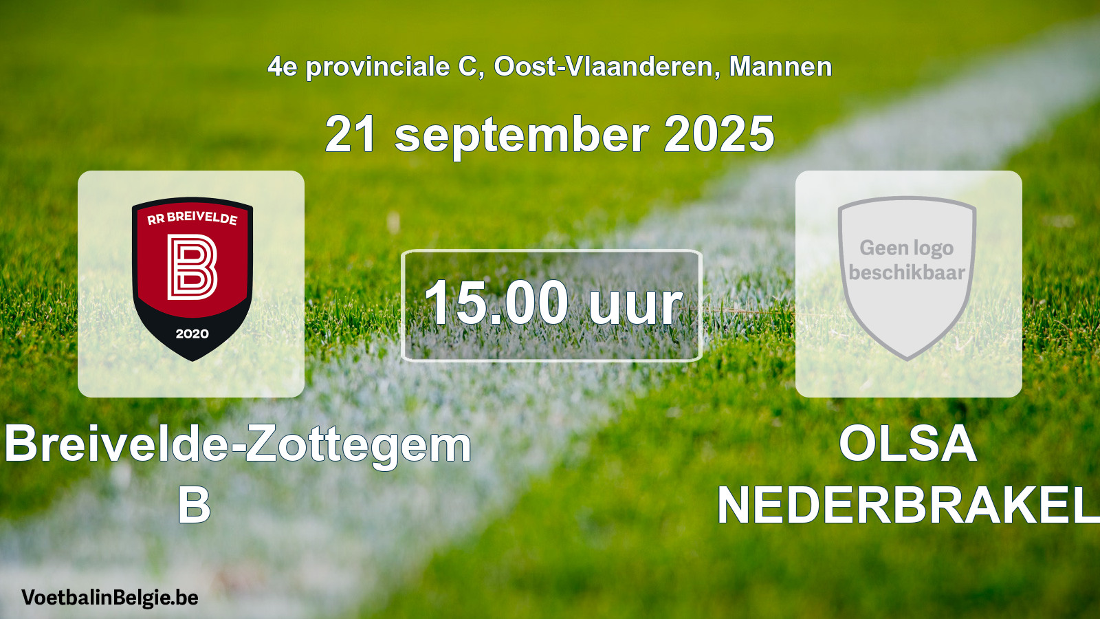 Scheduled match men football: RR Breivelde-Zottegem B - OLSA NEDERBRAKEL (21 September 2025)