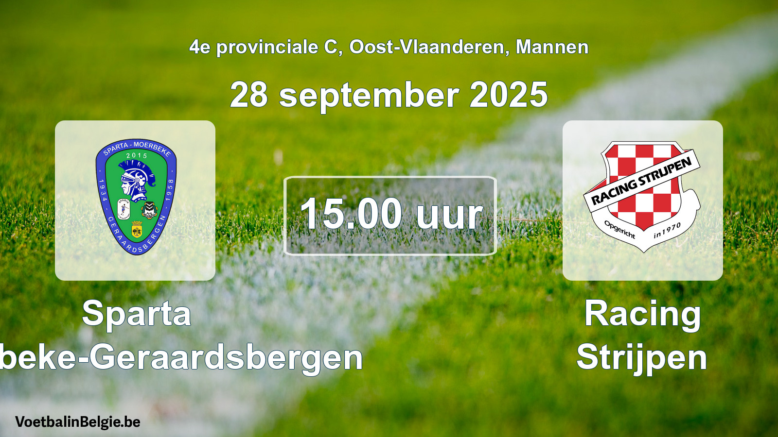 Match prévu football hommes: Sparta Moerbeke-Geraardsbergen - Racing Strijpen (28 septembre 2025)