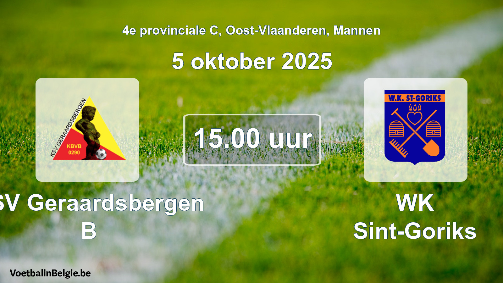 Scheduled match men football: KSV Geraardsbergen B - WK Sint-Goriks (5 October 2025)