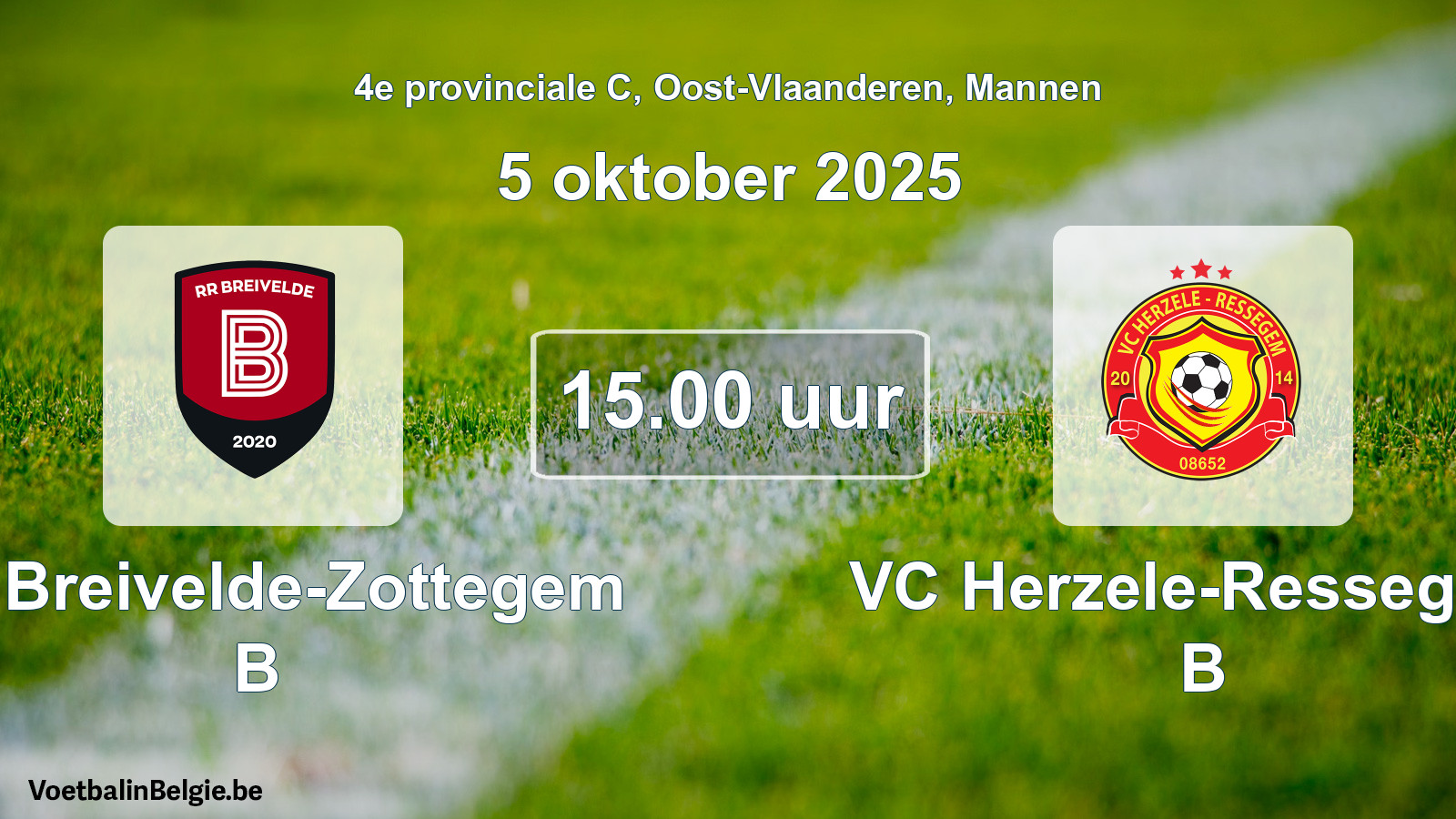 Scheduled match men football: RR Breivelde-Zottegem B - VC Herzele-Ressegem B (5 October 2025)