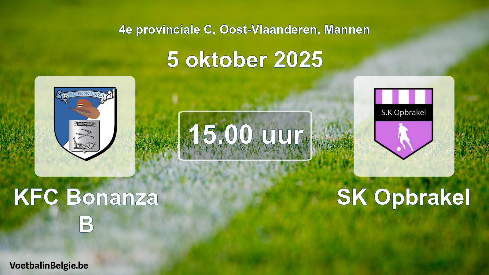 Scheduled match men football: KFC Bonanza B - SK Opbrakel (5 October 2025)