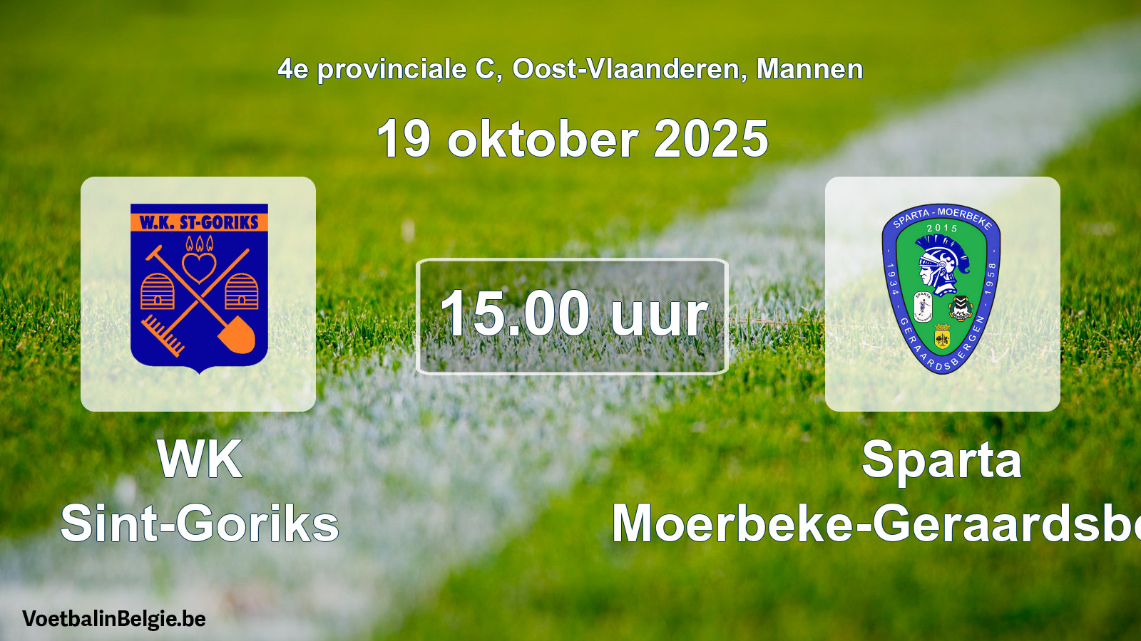 Scheduled match men football: WK Sint-Goriks - Sparta Moerbeke-Geraardsbergen (19 October 2025)