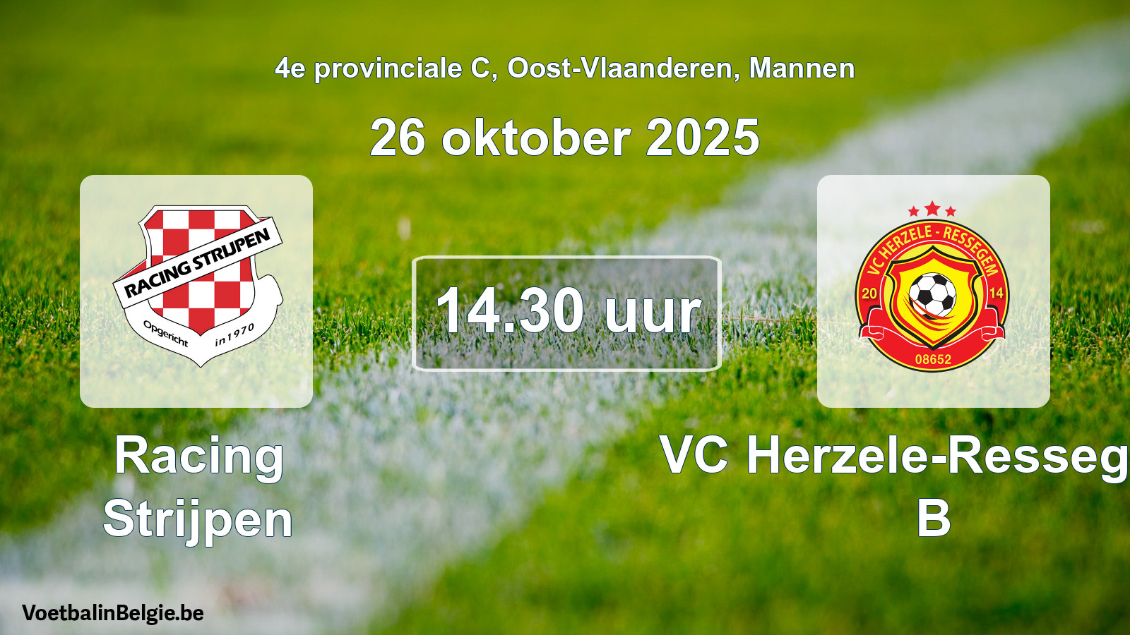 Geplande wedstrijd mannenvoetbal: Racing Strijpen - VC Herzele-Ressegem B (26 oktober 2025)