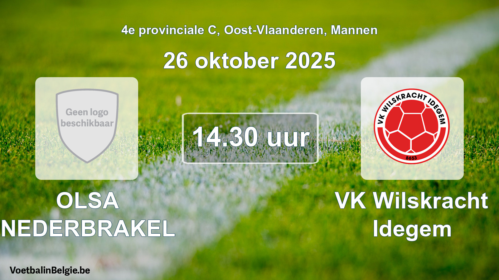 Scheduled match men football: OLSA NEDERBRAKEL - VK Wilskracht Idegem (26 October 2025)