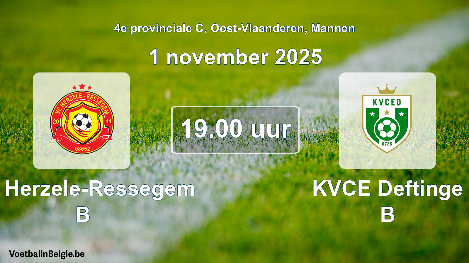 Scheduled match men football: VC Herzele-Ressegem B - KVCE Deftinge B (1 November 2025)