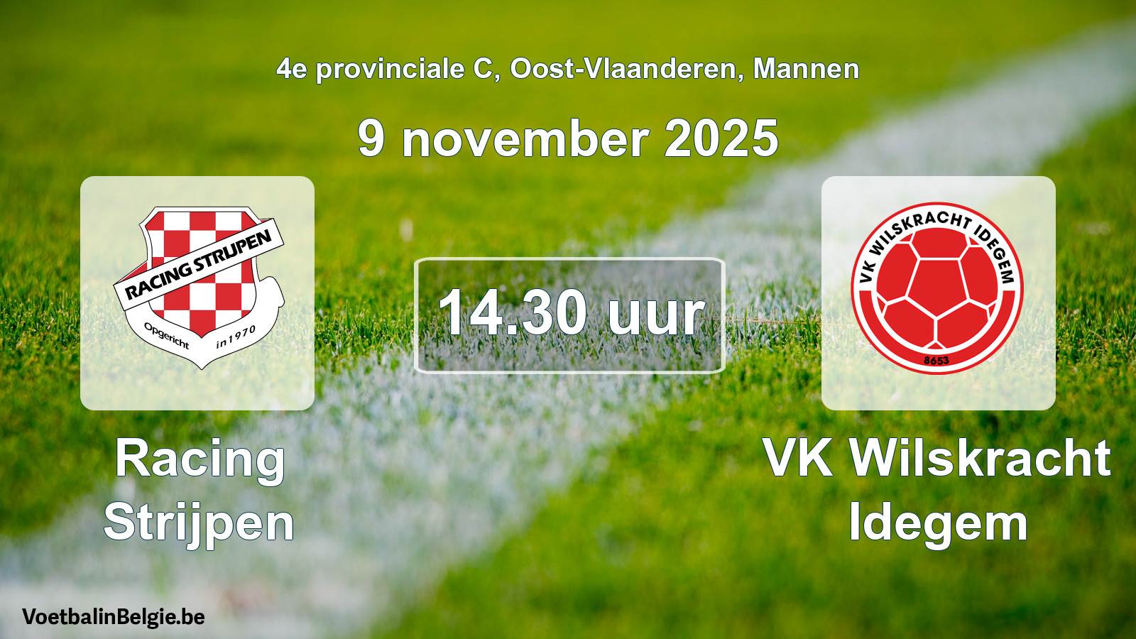 Geplande wedstrijd mannenvoetbal: Racing Strijpen - VK Wilskracht Idegem (9 november 2025)