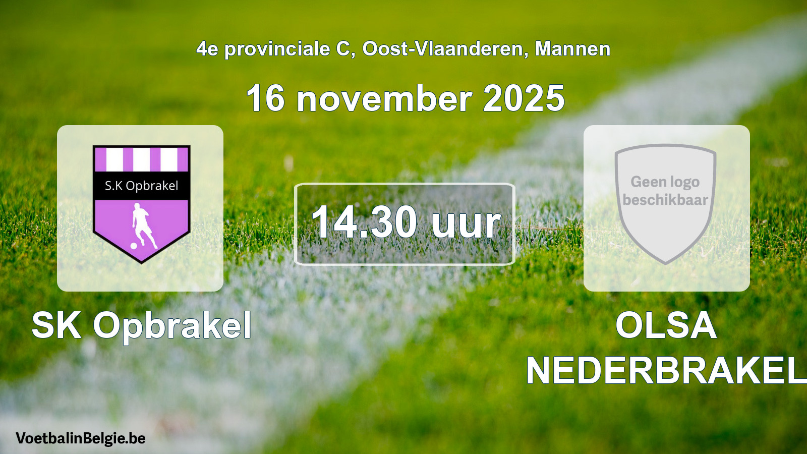 Scheduled match men football: SK Opbrakel - OLSA NEDERBRAKEL (16 November 2025)