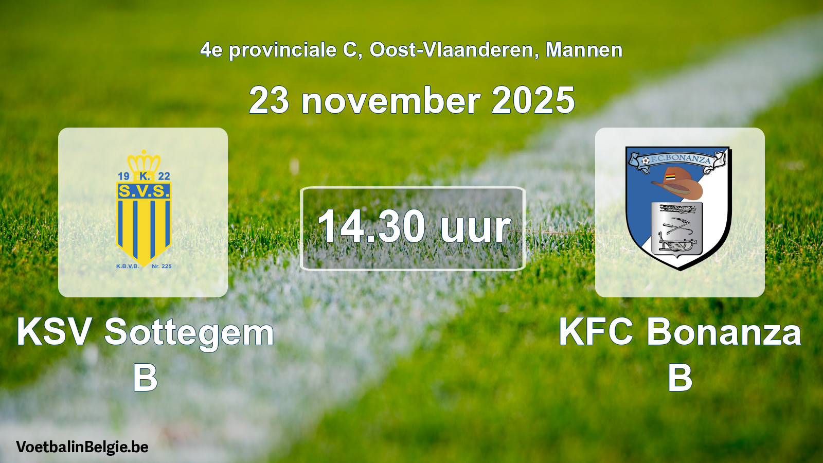 Scheduled match men football: KSV Sottegem B - KFC Bonanza B (23 November 2025)