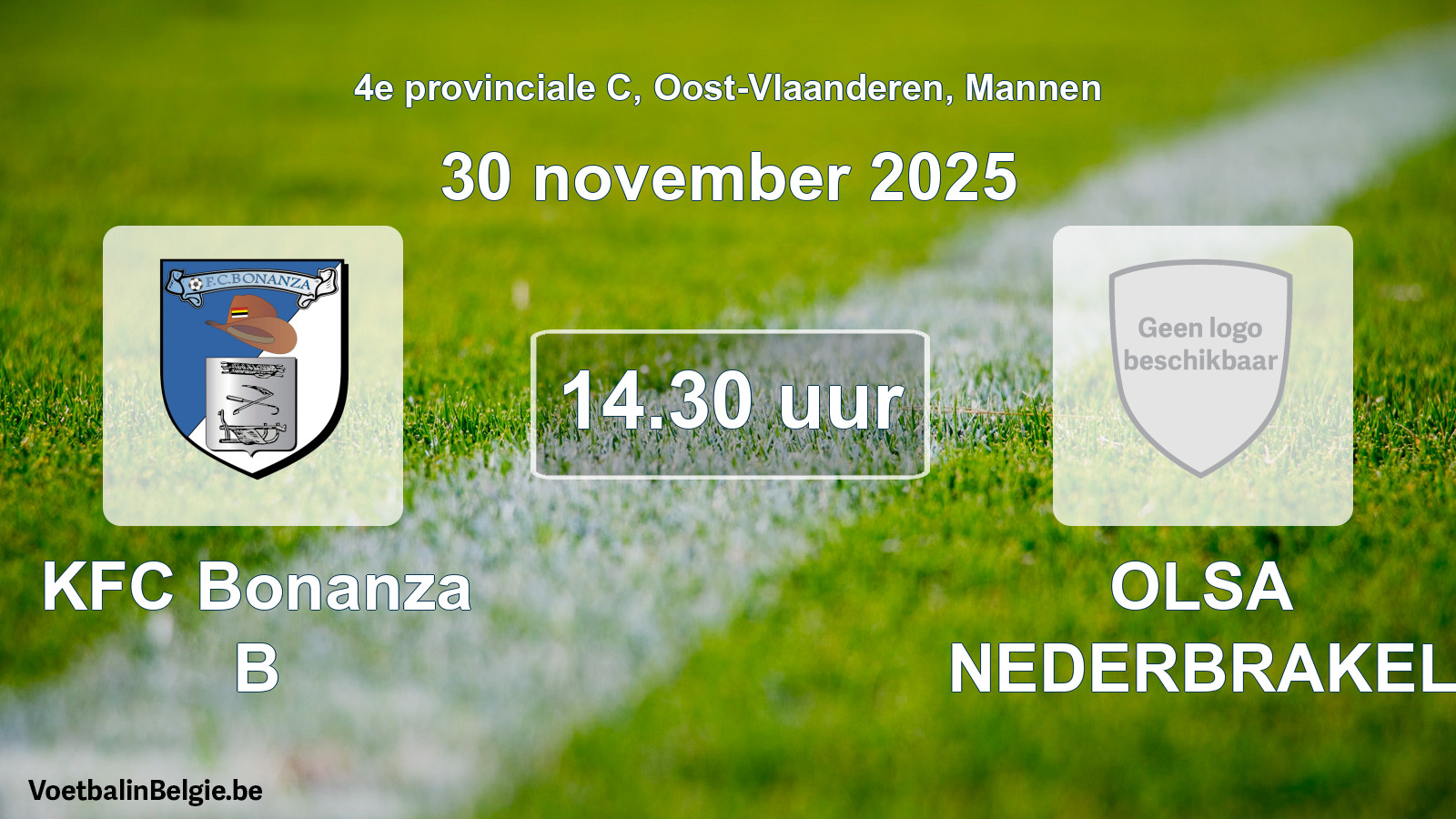 Scheduled match men football: KFC Bonanza B - OLSA NEDERBRAKEL (30 November 2025)