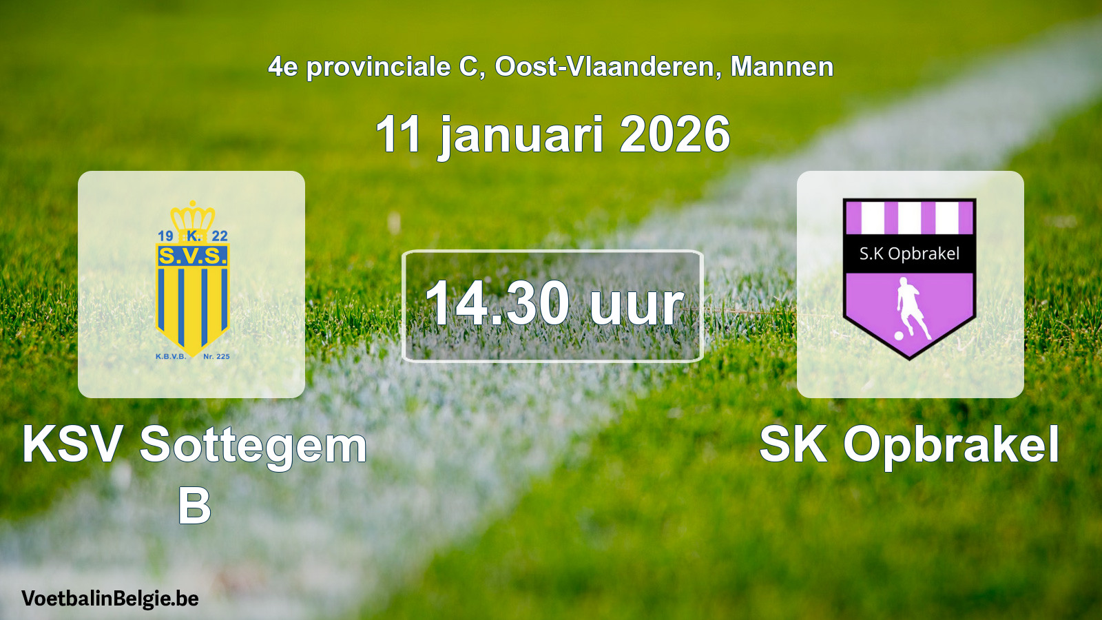 Geplande wedstrijd mannenvoetbal: KSV Sottegem B - SK Opbrakel (11 januari 2026)