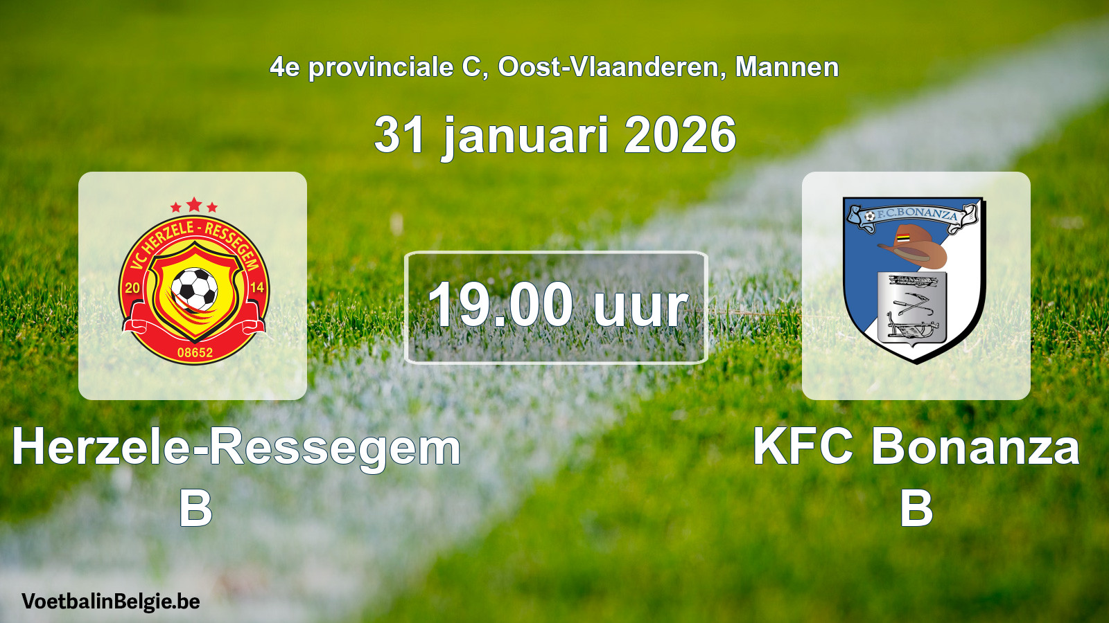 Scheduled match men football: VC Herzele-Ressegem B - KFC Bonanza B (31 January 2026)