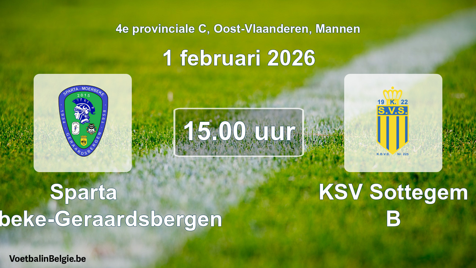 Geplande wedstrijd mannenvoetbal: Sparta Moerbeke-Geraardsbergen - KSV Sottegem B (1 februari 2026)