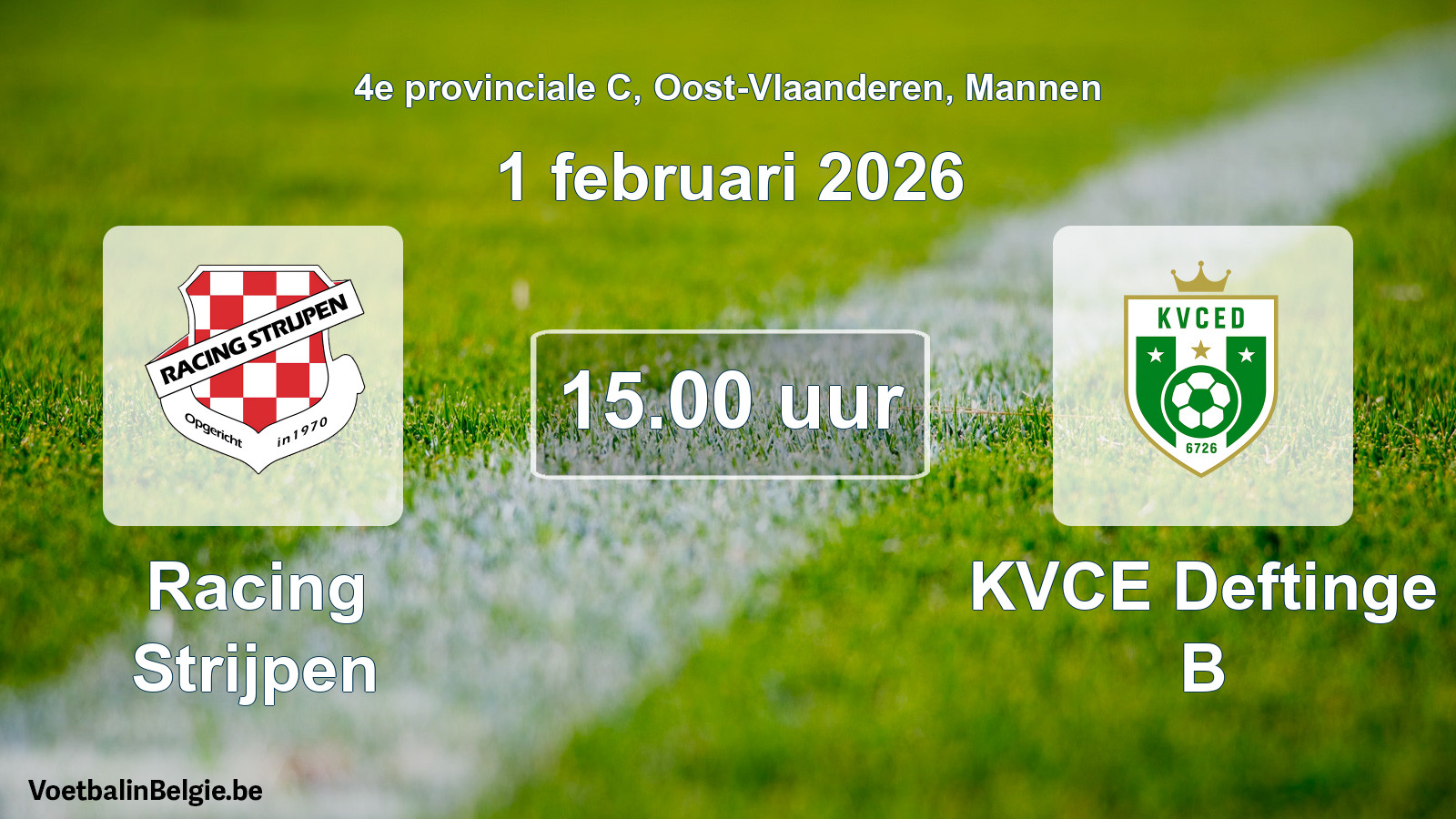 Scheduled match men football: Racing Strijpen - KVCE Deftinge B (1 February 2026)