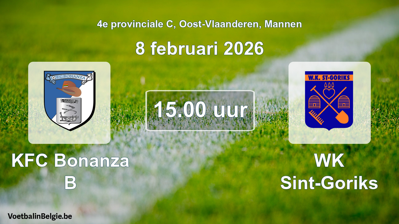 Scheduled match men football: KFC Bonanza B - WK Sint-Goriks (8 February 2026)