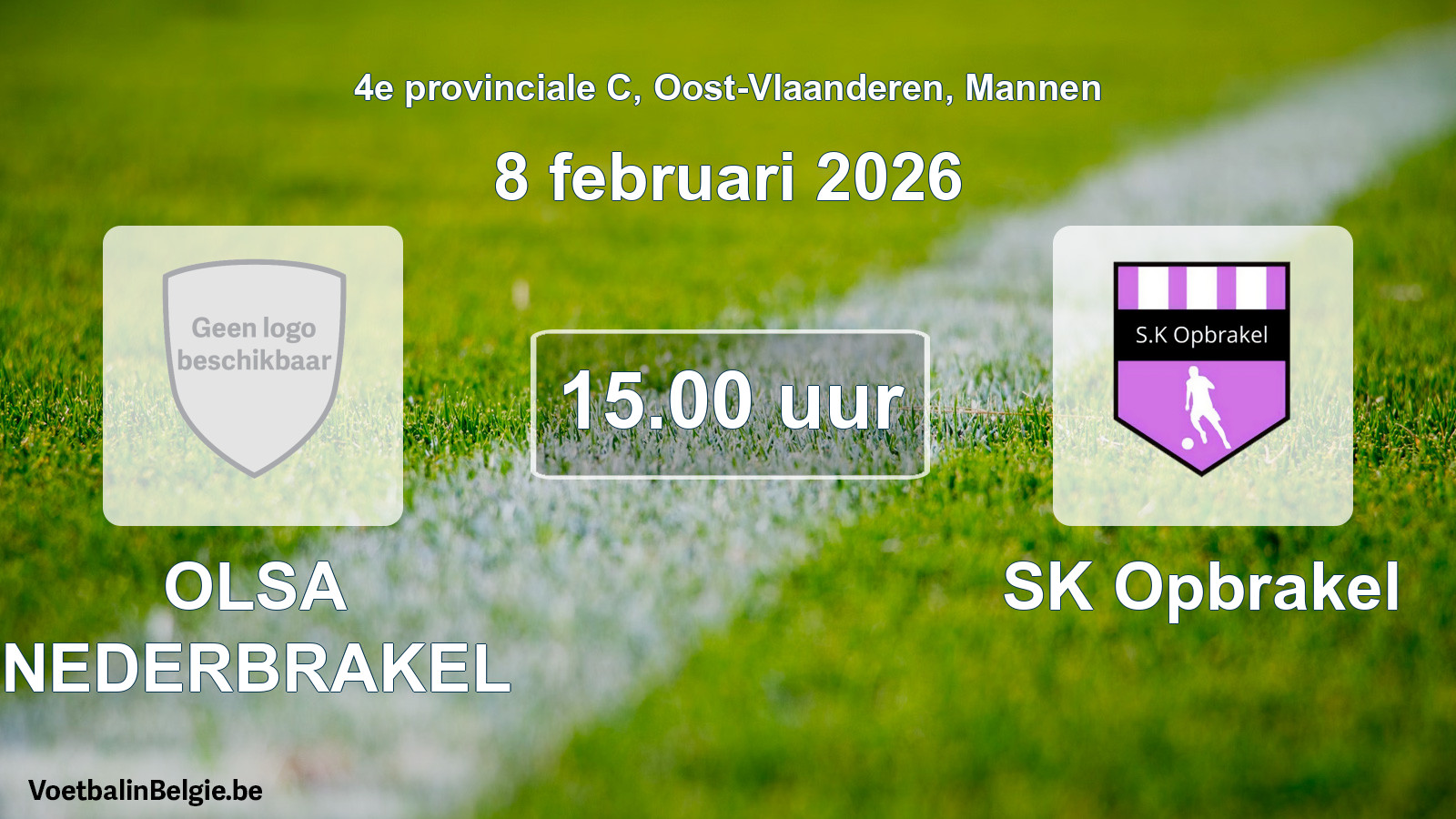 Geplande wedstrijd mannenvoetbal: OLSA NEDERBRAKEL - SK Opbrakel (8 februari 2026)
