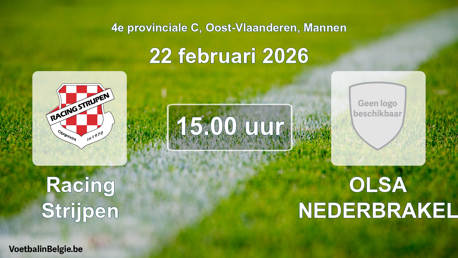 Scheduled match men football: Racing Strijpen - OLSA NEDERBRAKEL (22 February 2026)