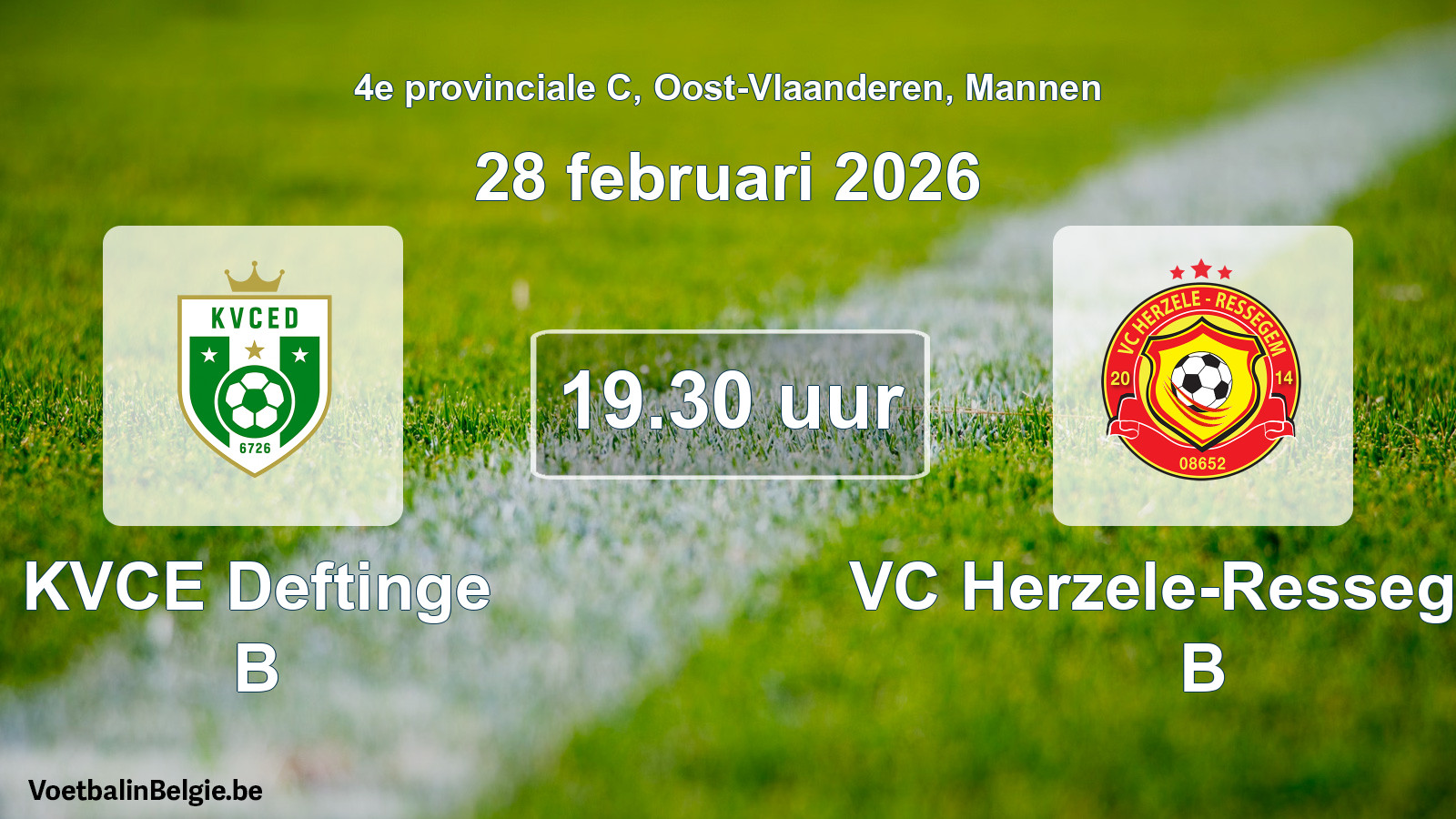 Scheduled match men football: KVCE Deftinge B - VC Herzele-Ressegem B (28 February 2026)