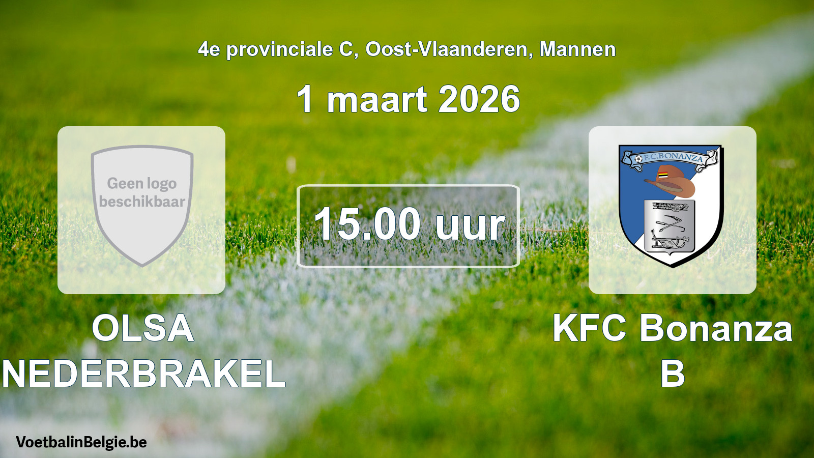 Scheduled match men football: OLSA NEDERBRAKEL - KFC Bonanza B (1 March 2026)