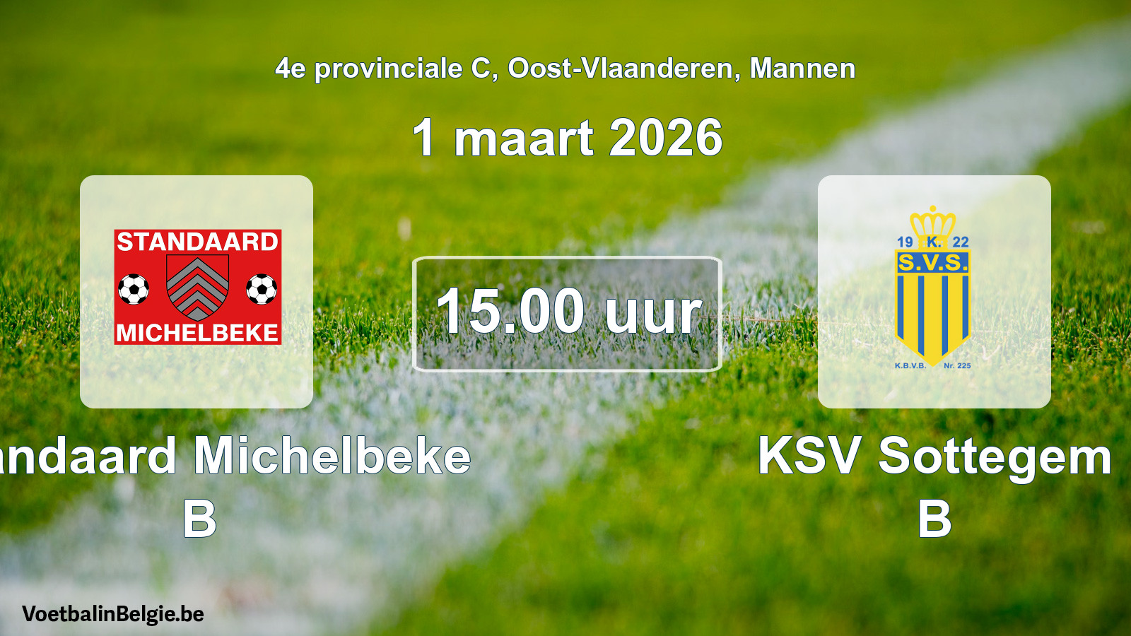 Scheduled match men football: Standaard Michelbeke B - KSV Sottegem B (1 March 2026)