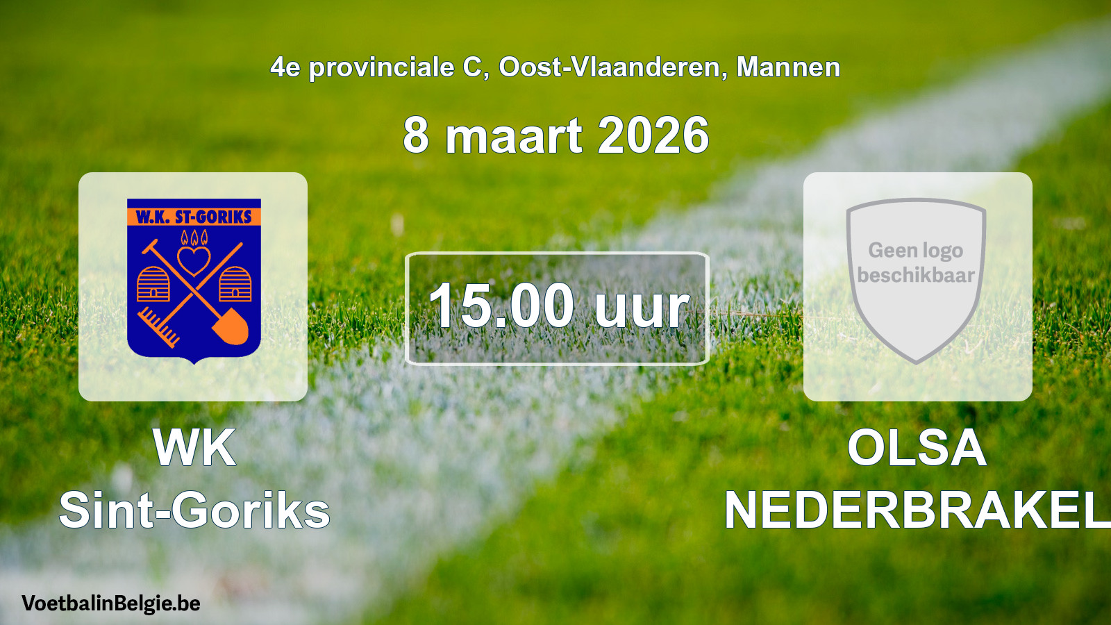 Scheduled match men football: WK Sint-Goriks - OLSA NEDERBRAKEL (8 March 2026)