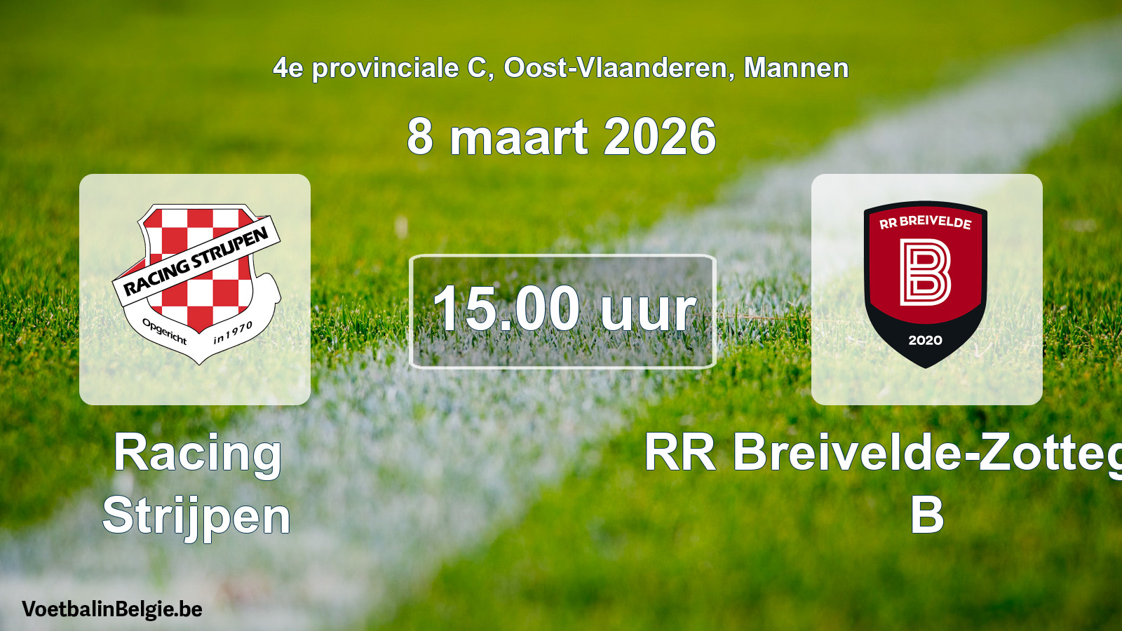 Scheduled match men football: Racing Strijpen - RR Breivelde-Zottegem B (8 March 2026)