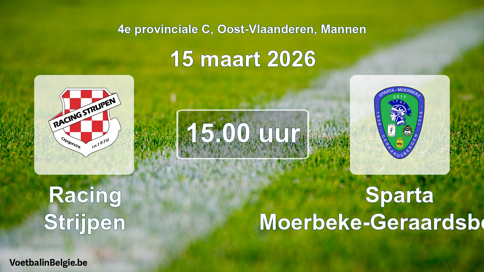 Geplande wedstrijd mannenvoetbal: Racing Strijpen - Sparta Moerbeke-Geraardsbergen (15 maart 2026)